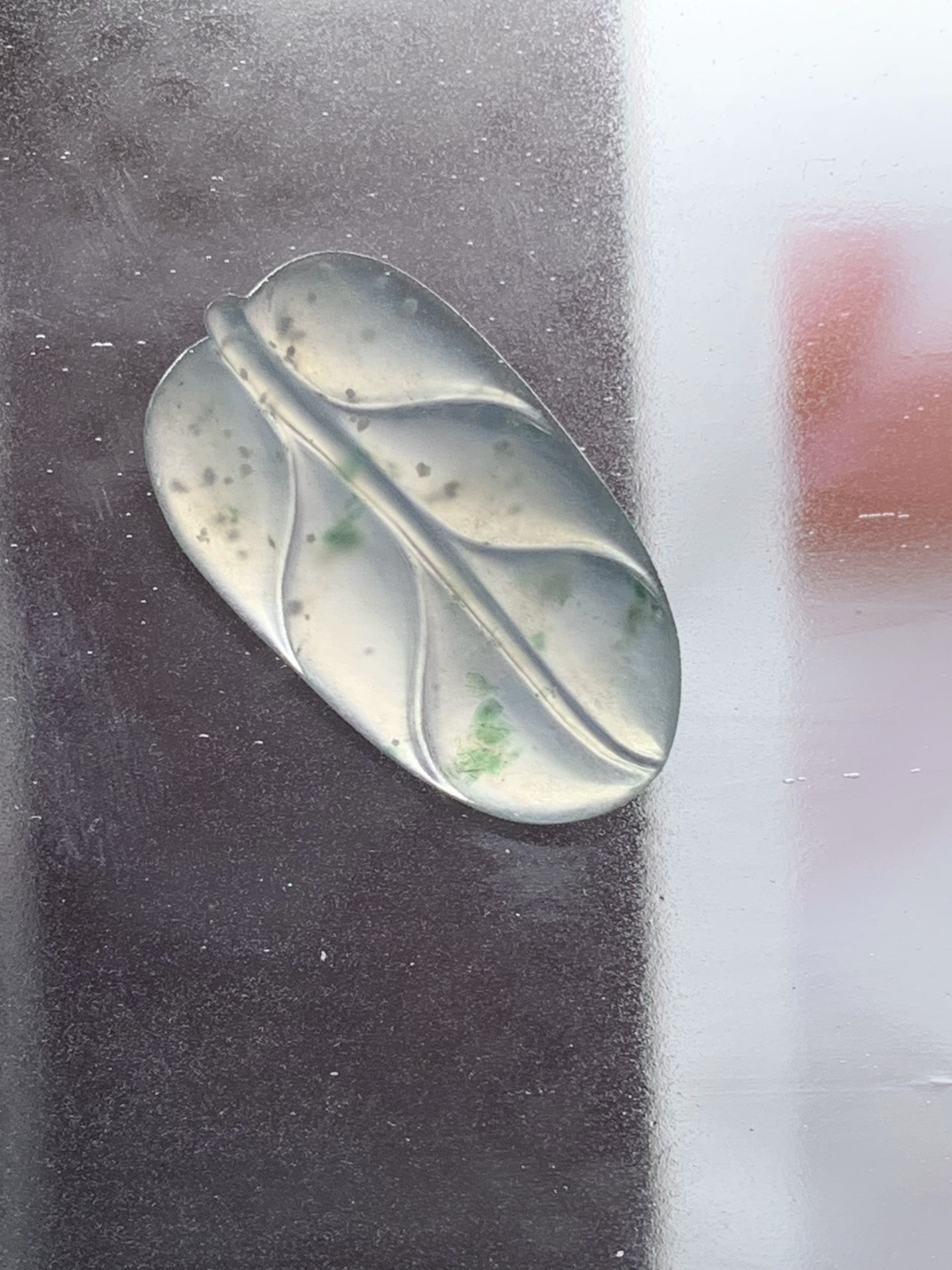 冰种飘花叶子，水润种老，0901 尺寸27.4*15.5*3.6