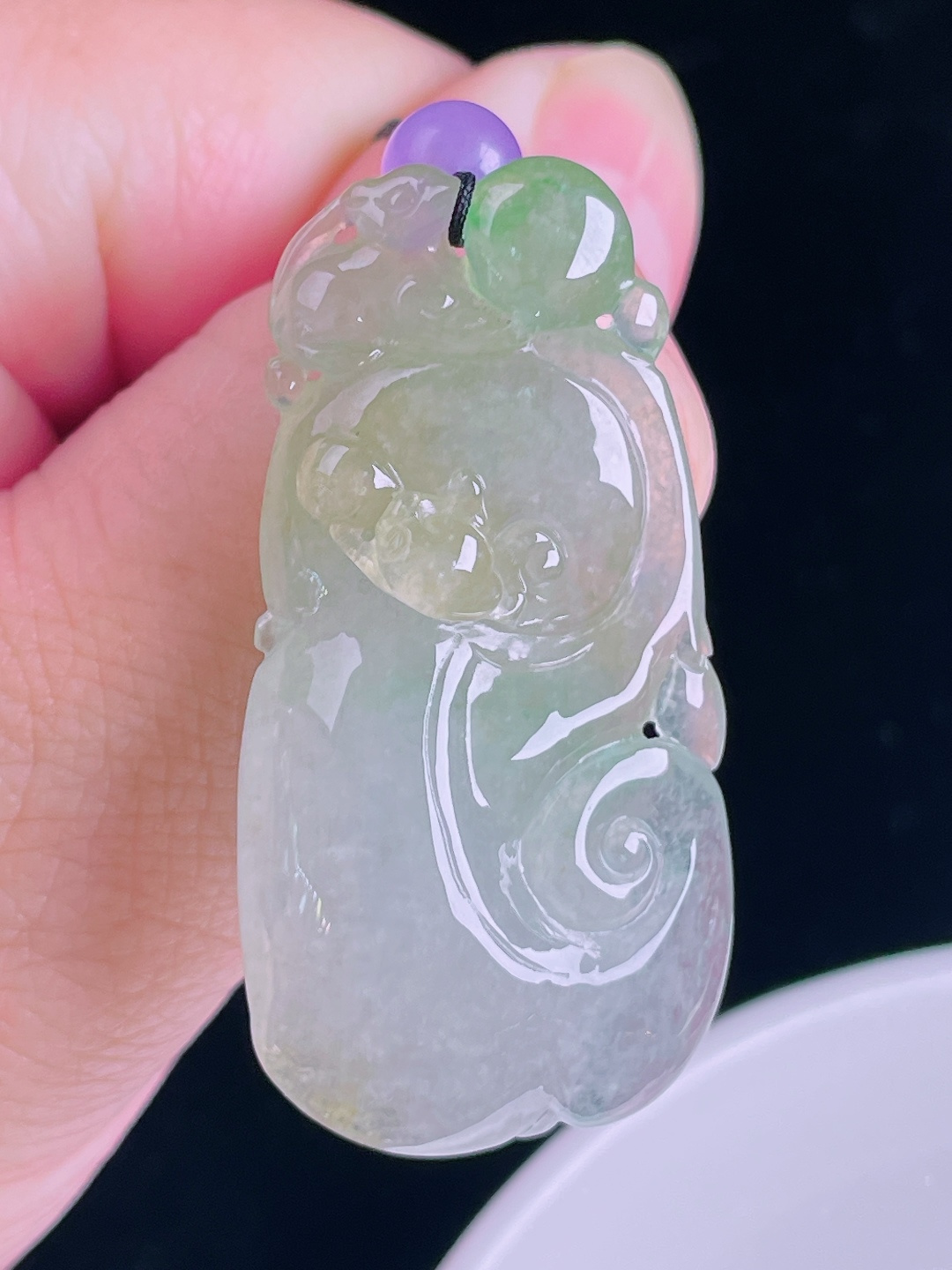 冰黄如意，老种起光，细底通透，尺寸：43/22.5/8mm0901