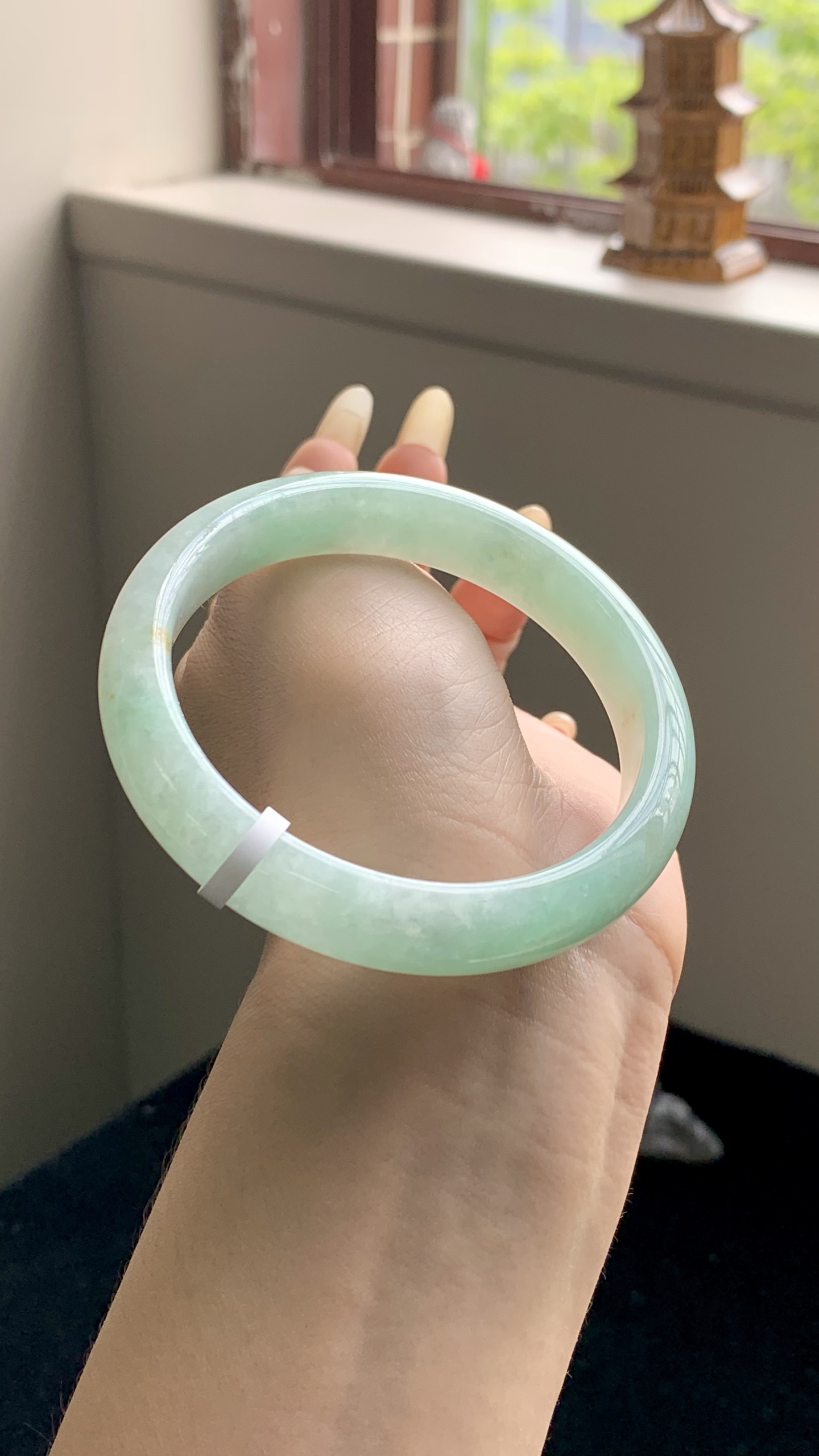 果绿洒金正圈成品,HYY-9137,尺寸：57-12-8