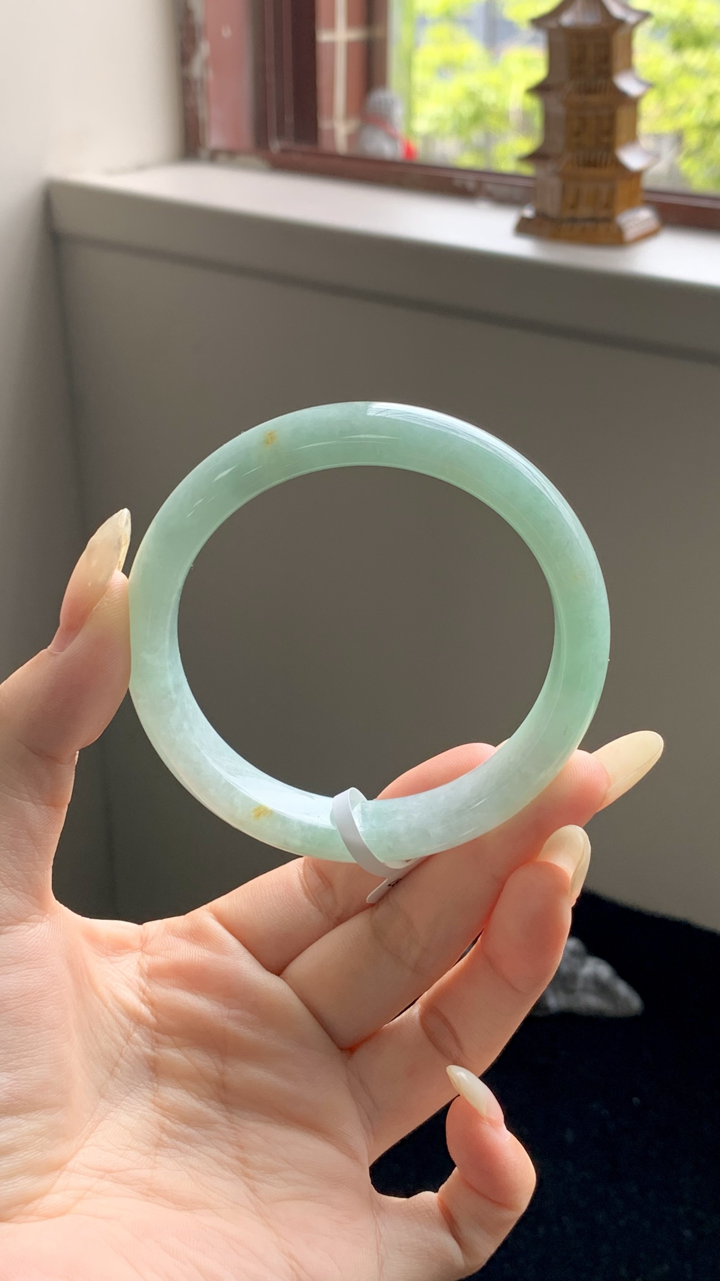 果绿洒金正圈成品,HYY-9137,尺寸：57-12-8