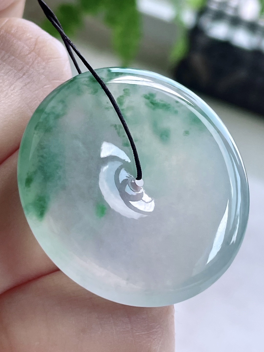 高冰飘花平安扣大平安扣吊坠，缅料，无裂，性比高，厚装，尺寸35-6，重量16克