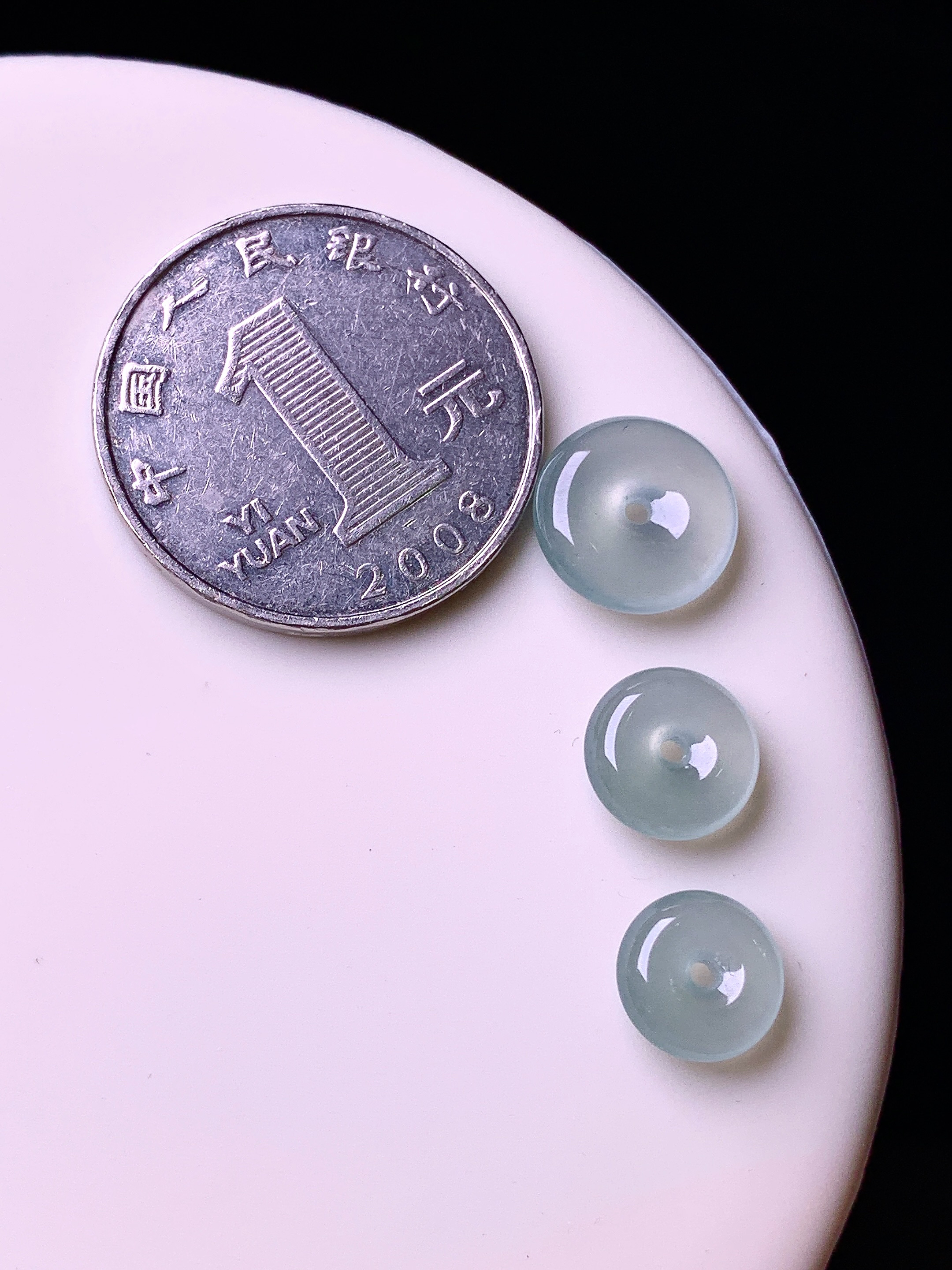 镶嵌款 冰种平安扣一手 玉质细腻 色泽艳丽清新 水润亮眼 整体尺寸11.5*3.5 a8