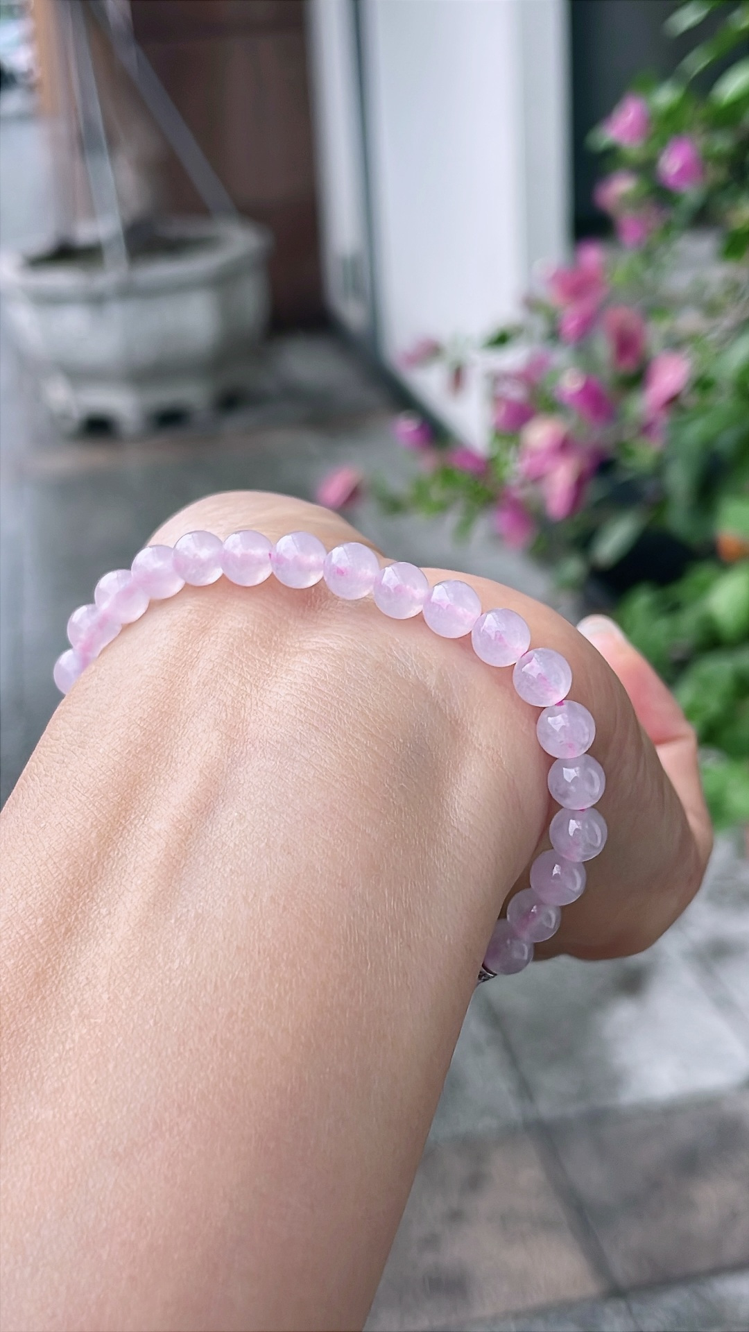 冰粉紫手串 色泽均匀，珠圆玉润 尺寸：5.9