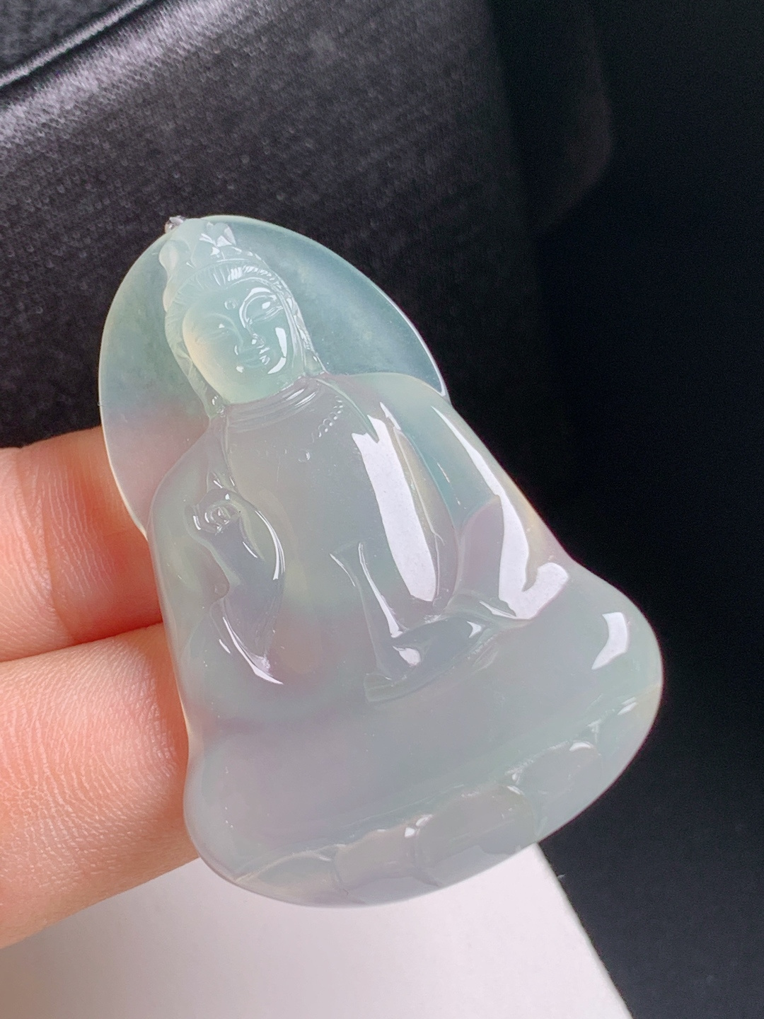 高冰晴水观音，冰润通透，胶感十足，法相端庄，平安纳福