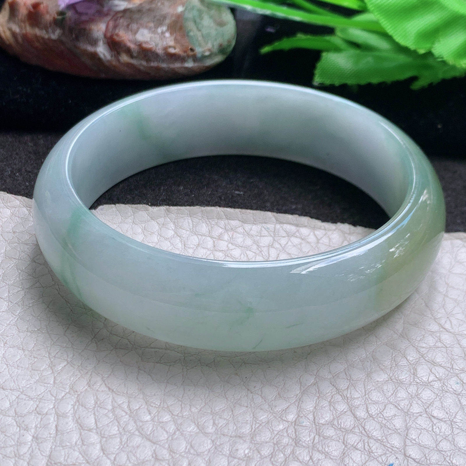 xc大圈口62*17.2*7.6轮胎镯 缅甸翡翠a货玉手镯高品质三彩宽边玉手环