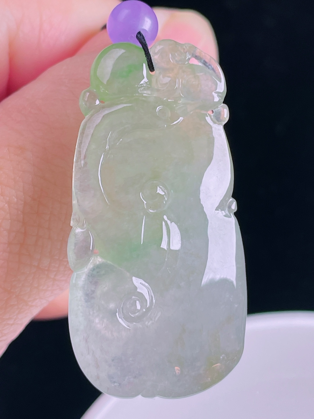 冰黄如意，老种起光，细底通透，尺寸：43/22.5/8mm0901