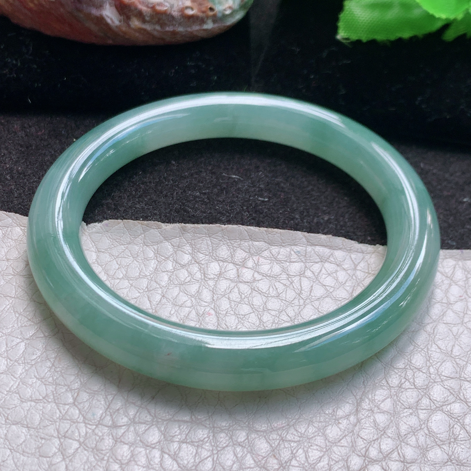n小圈口52*8.8*8.7叮当镯 缅甸翡翠a货玉手镯高品质冰飘花圆条美人镯