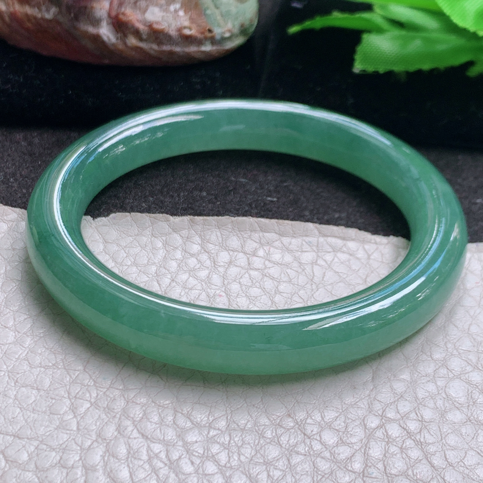 xc自然耀54.5*9.2美人镯 缅甸翡翠a货玉手镯高品质晴美圆条玉手环 叮当镯