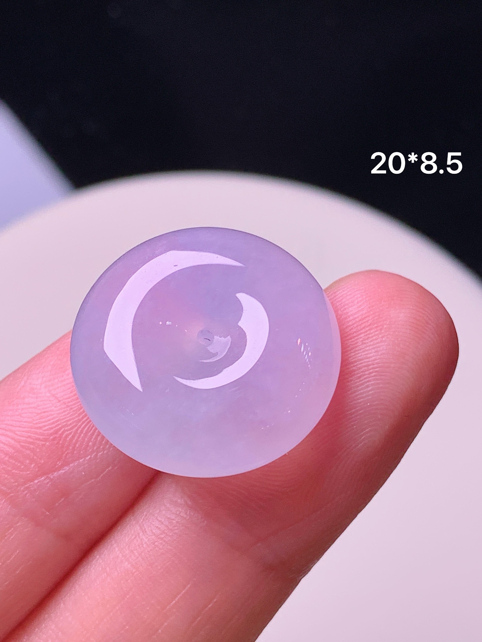 淡紫罗兰平安扣 玉质细腻 色泽艳丽清新 水润亮眼 整体尺寸20*8.5 c4