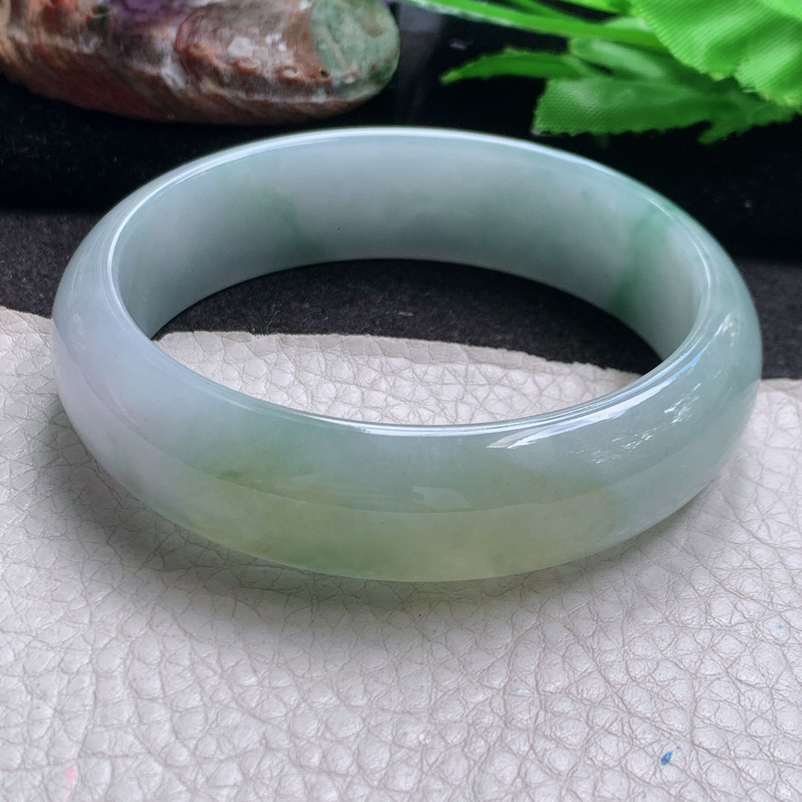 xc大圈口62*17.2*7.6轮胎镯 缅甸翡翠a货玉手镯高品质三彩宽边玉手环