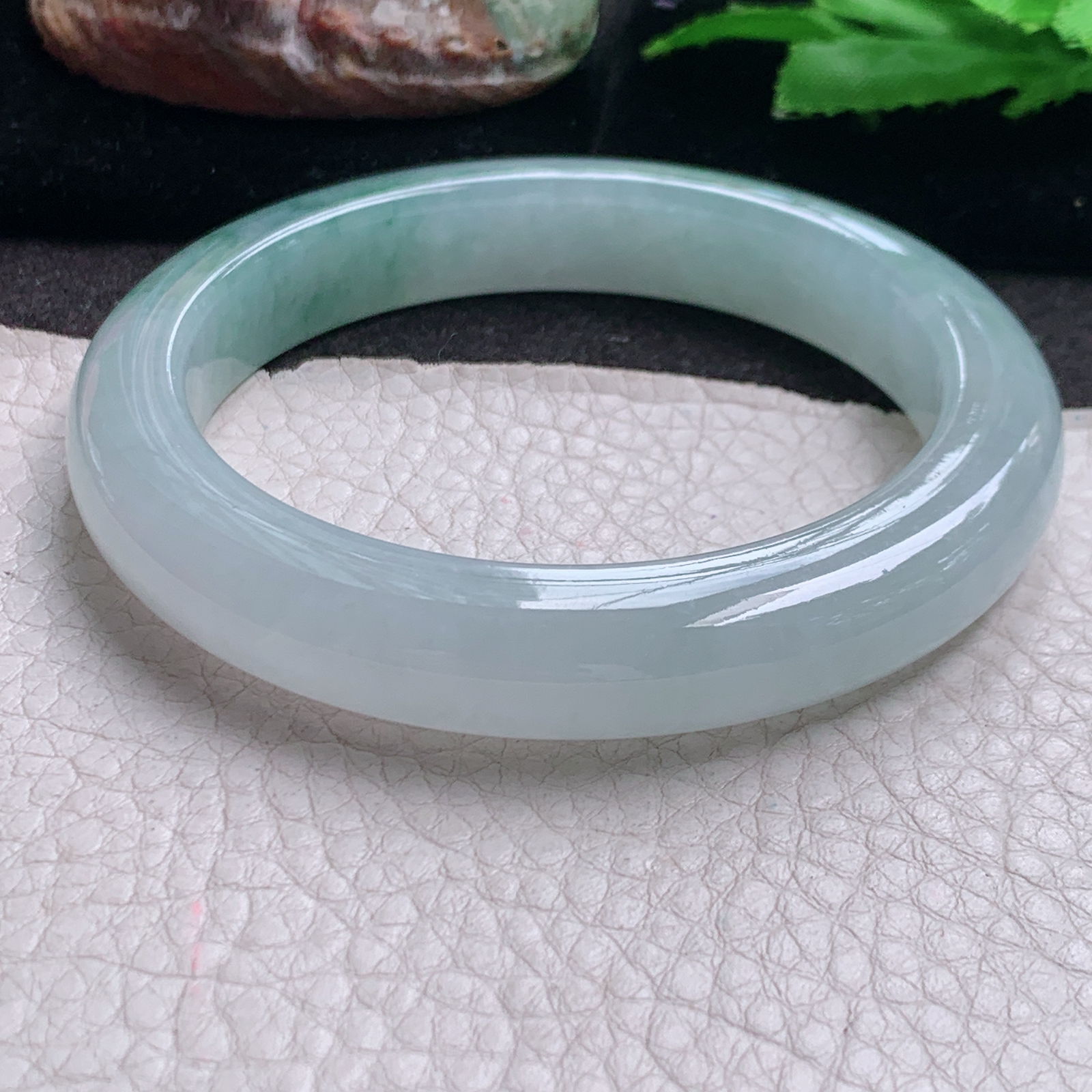 nc大圈口61*11.6*9.8平安镯 缅甸翡翠a货玉手镯高品质冰飘花宽边玉手环