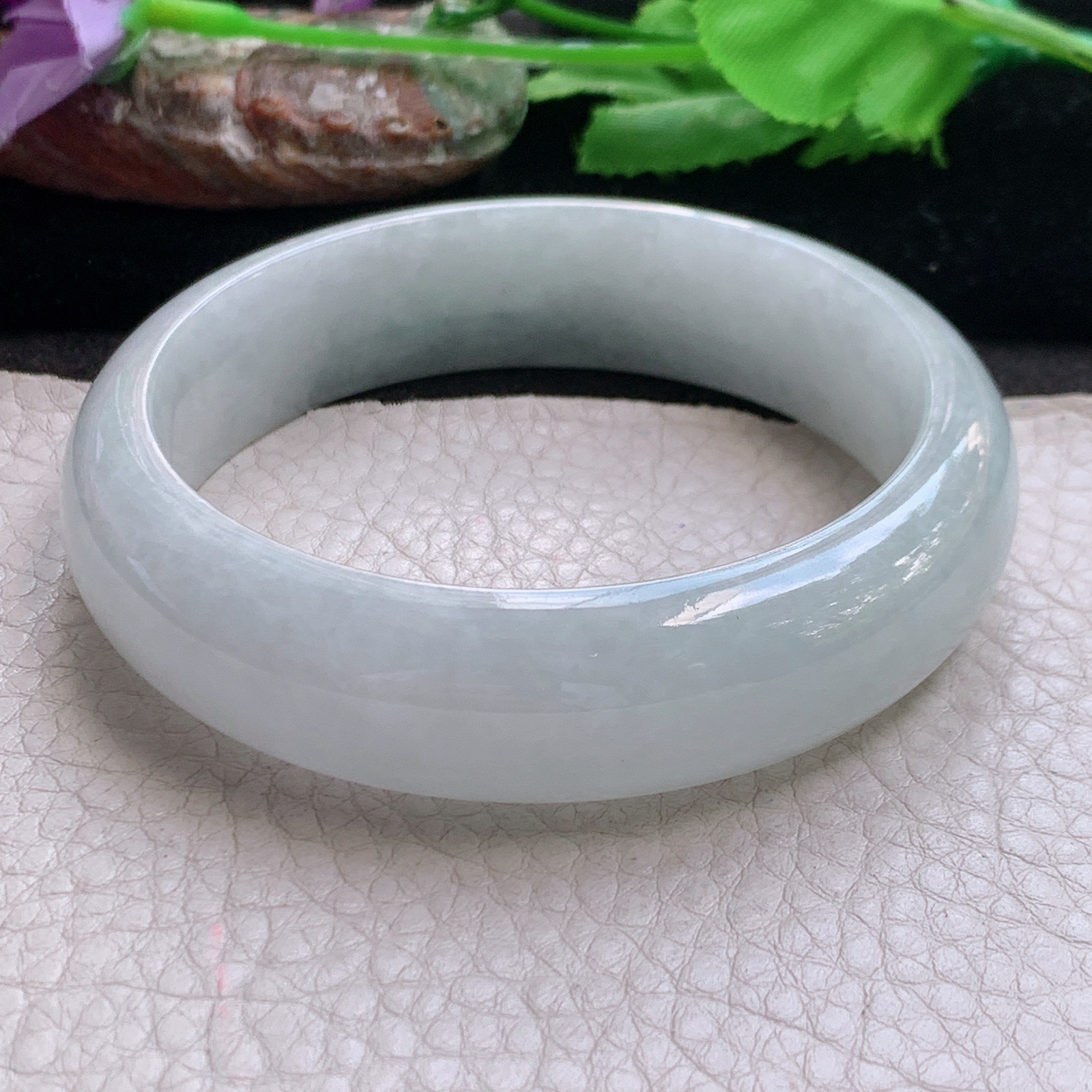 js自然光59*16.3*8.3轮胎镯 缅甸翡翠a货玉手镯高品质纯美大气宽边玉手环