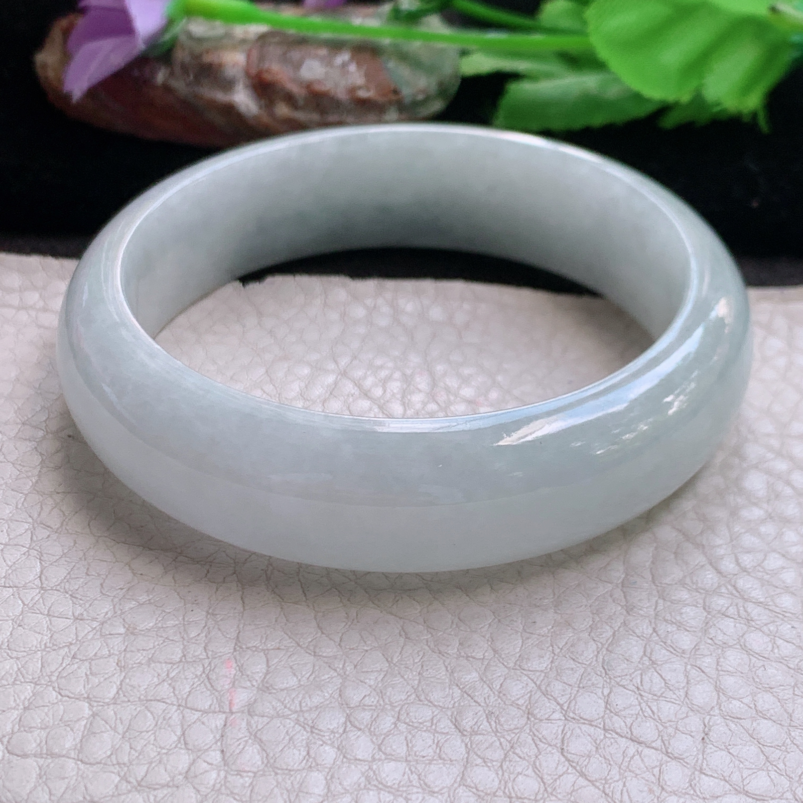 js自然光59*16.3*8.3轮胎镯 缅甸翡翠a货玉手镯高品质纯美大气宽边玉手环