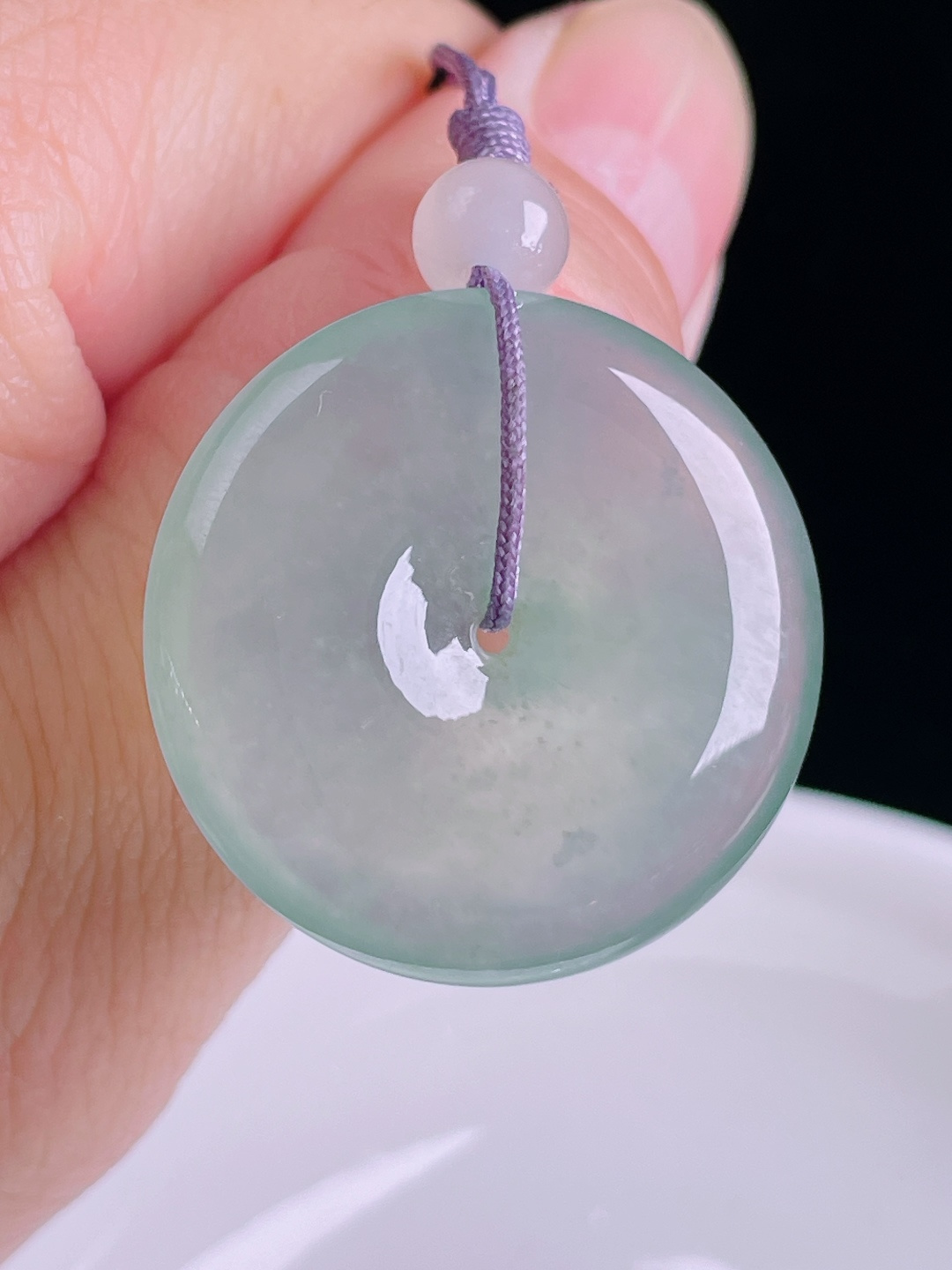 ️高冰平安扣，老种起光，细底通透，尺寸：27.5/6mm0901