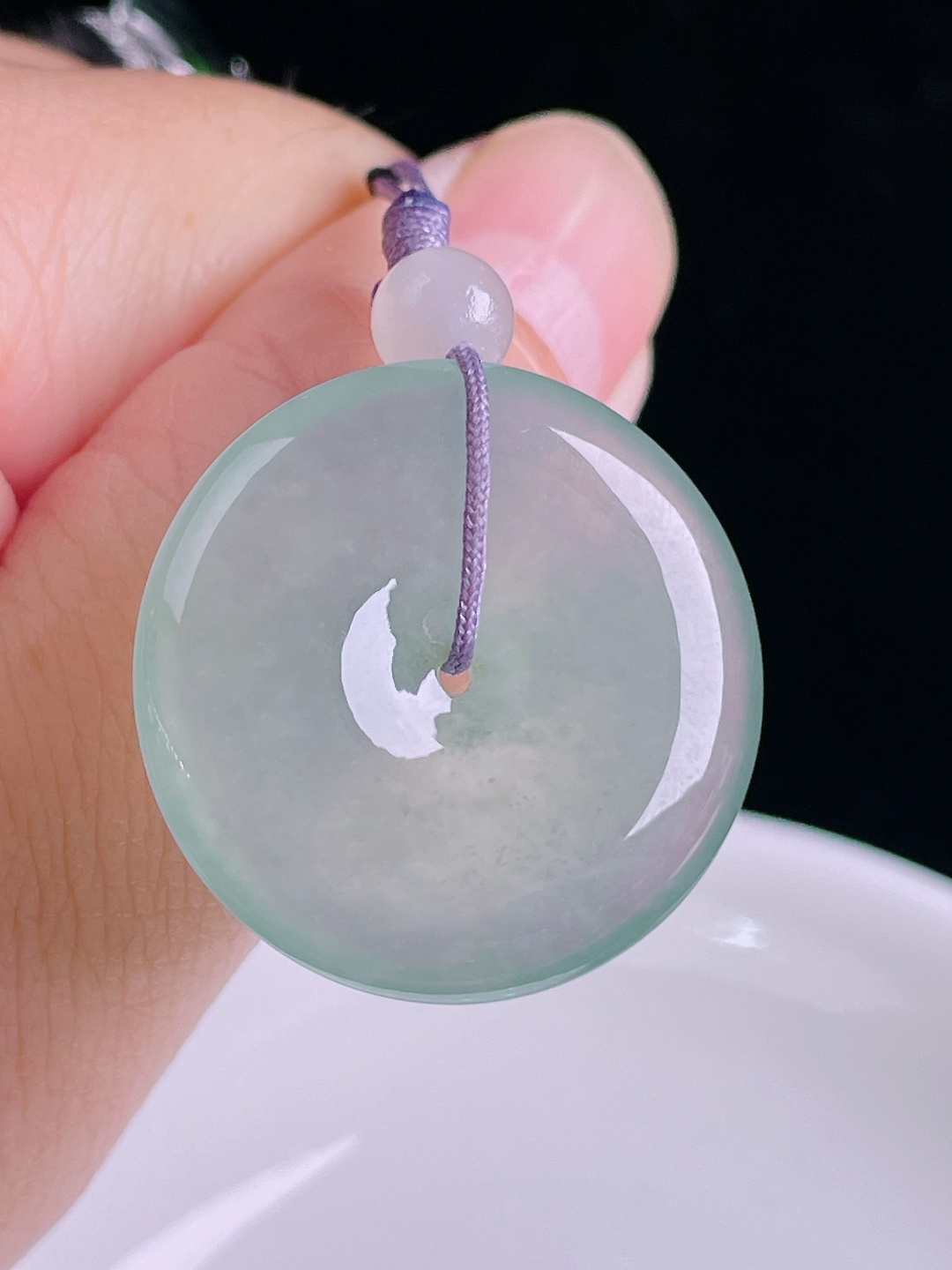 ️高冰平安扣，老种起光，细底通透，尺寸：27.5/6mm0901