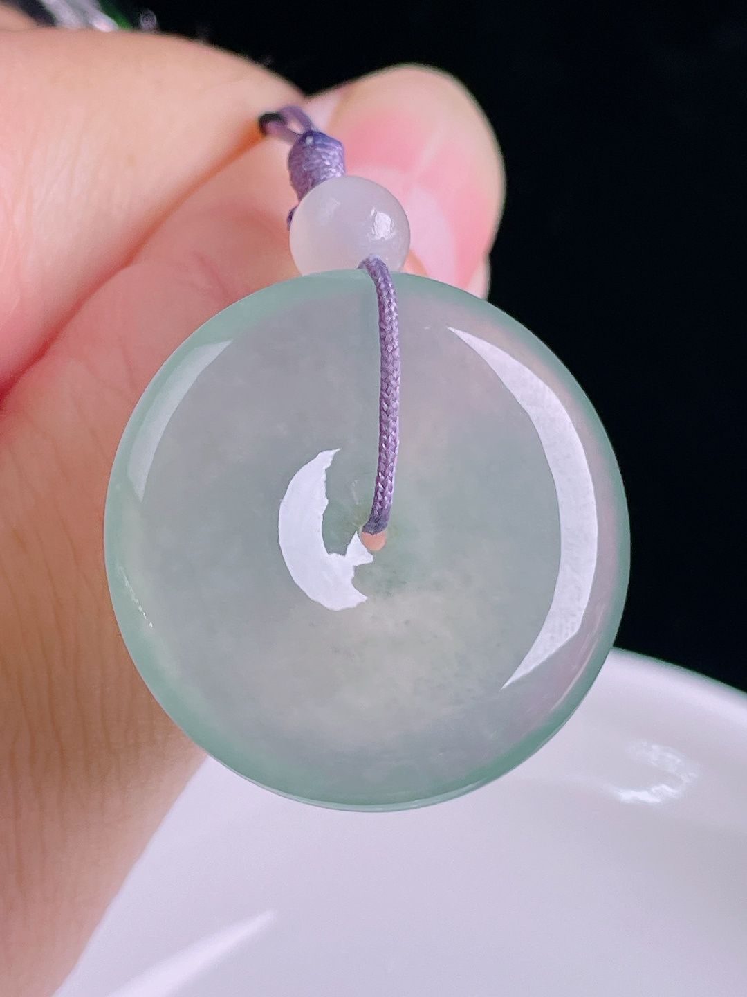 ️高冰平安扣，老种起光，细底通透，尺寸：27.5/6mm0901