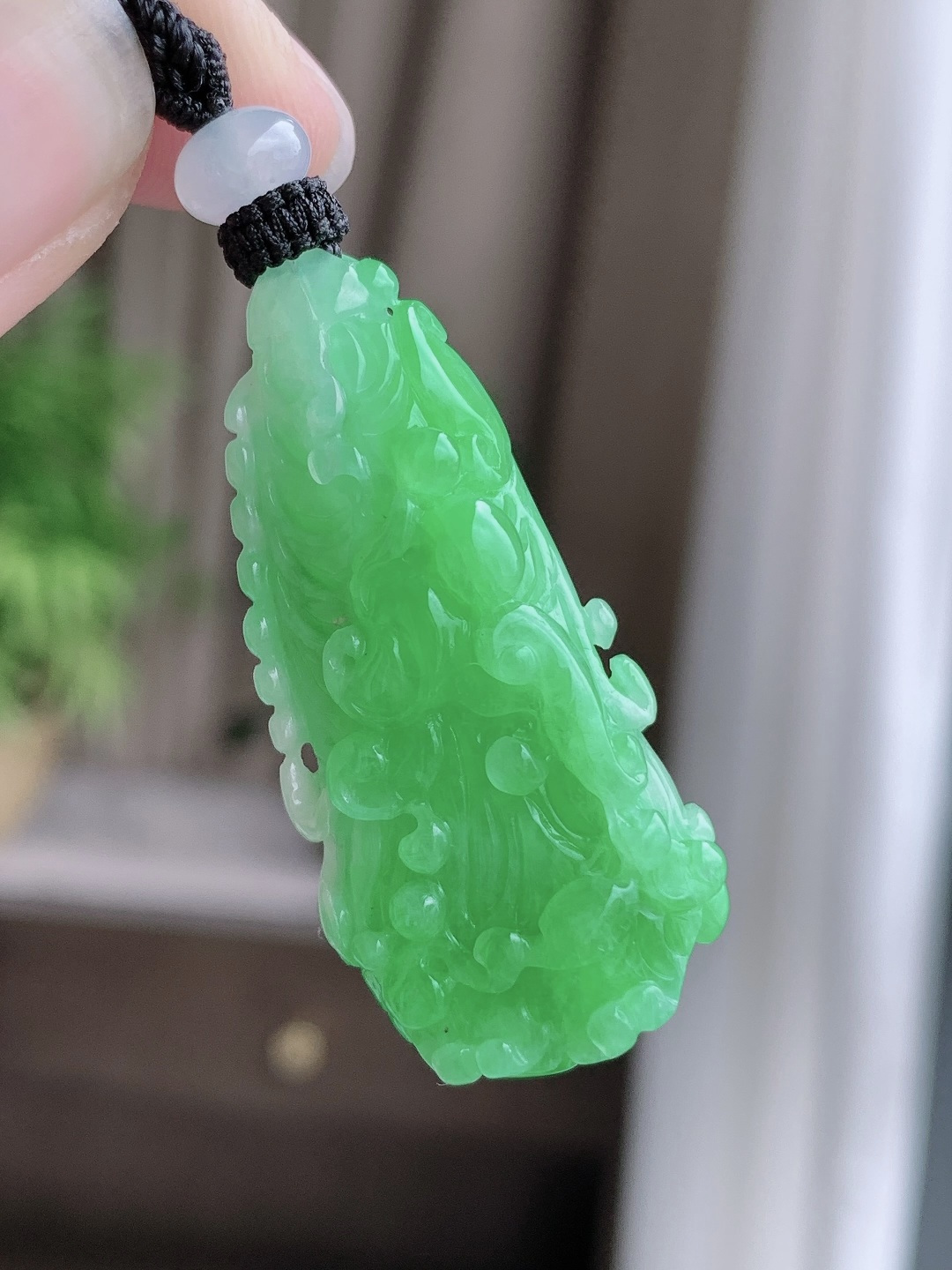 冰阳绿大白菜百财吊坠，缅料，性比高，无裂，超厚，立体，尺寸42.3-20.6-13，重量20克