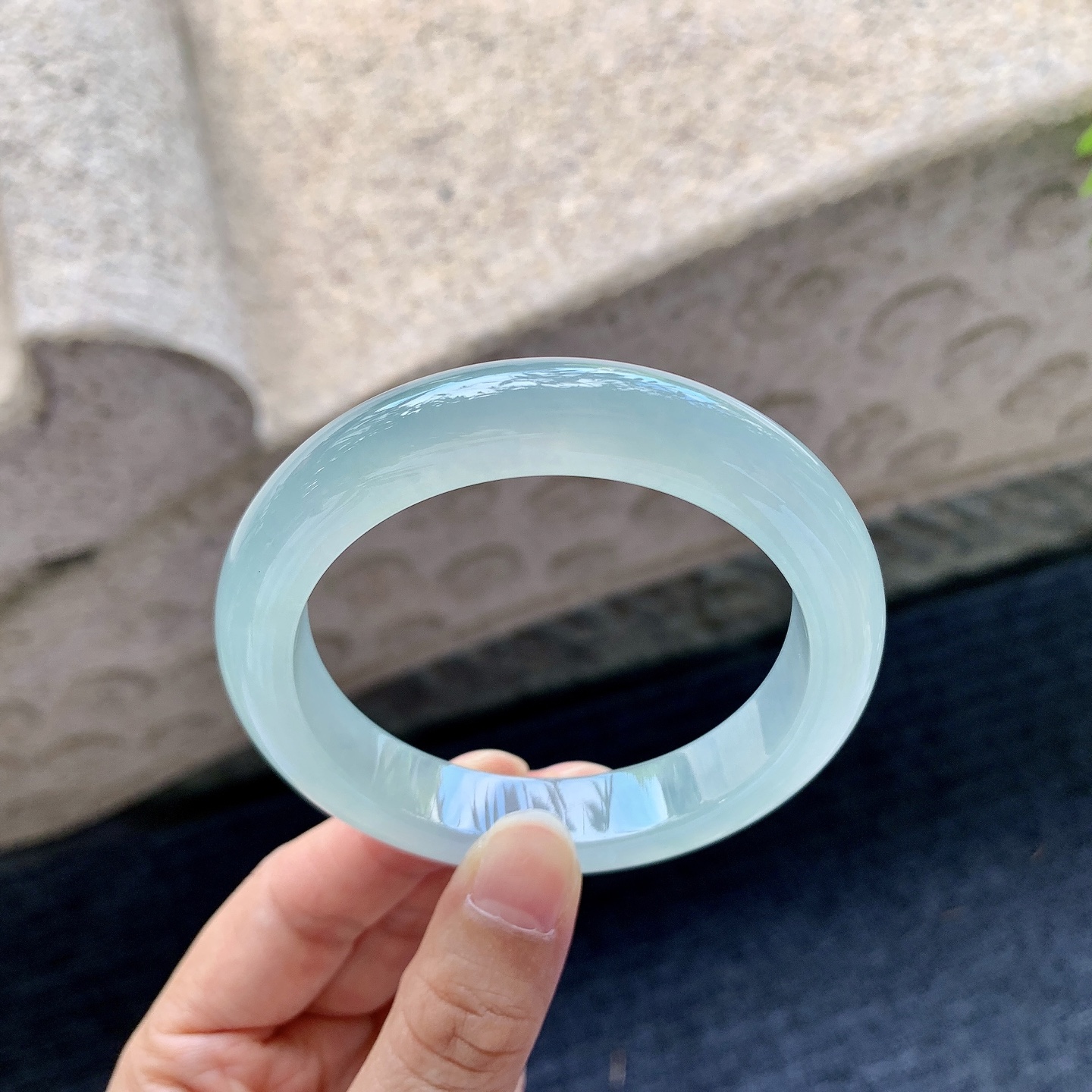 正圈55 55.5/11.8/9 A3090232 冰糯晴绿，水润，种老，细腻，打灯有棉线