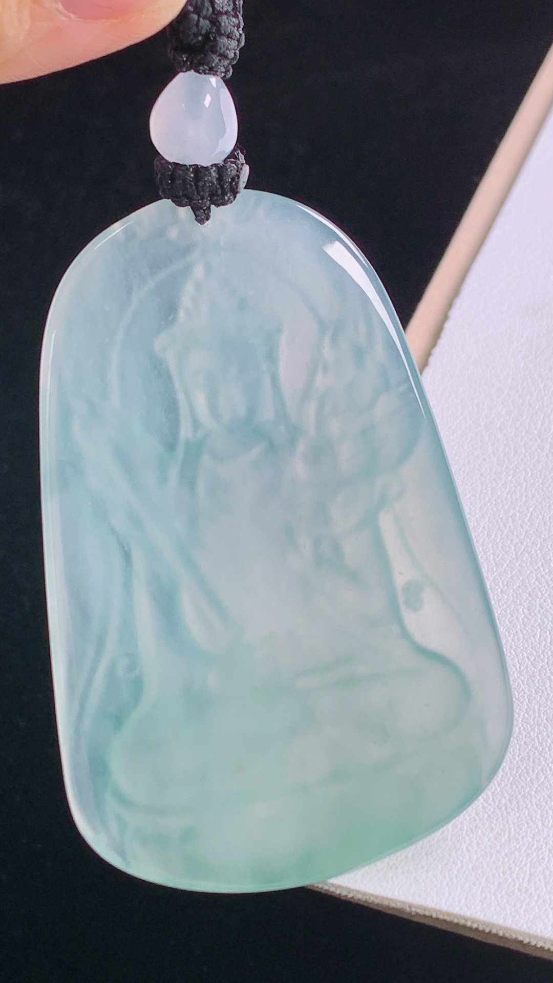 ️虚空藏菩萨，一刀切，种水，清透细腻，无裂，尺寸:65.4-43.5-5.2mm，30