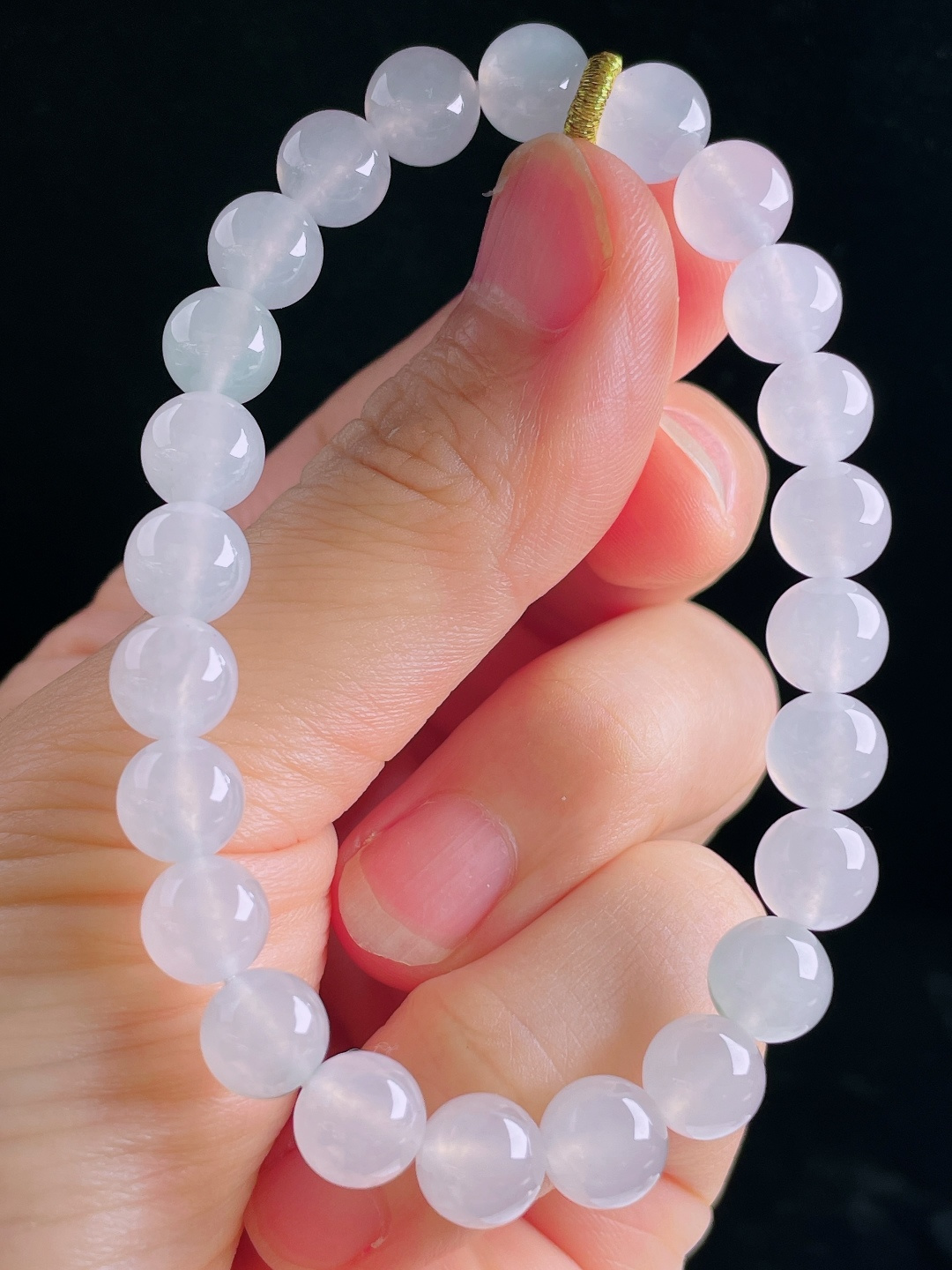 白冰手串，老种起光，细底通透，尺寸：8mm