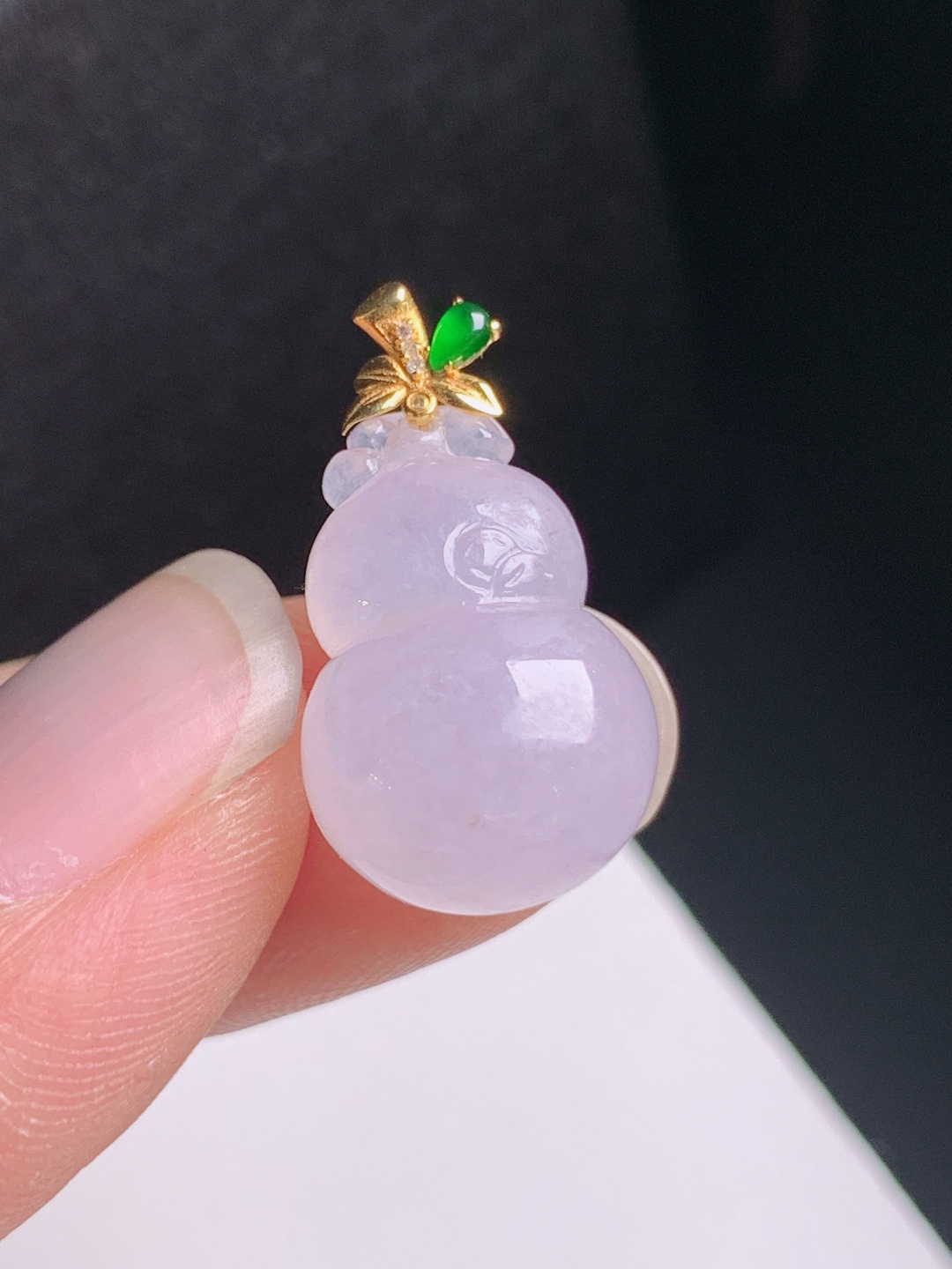 冰种葫芦吊坠，粉紫柔和，饱满厚装，福禄安康，0829
