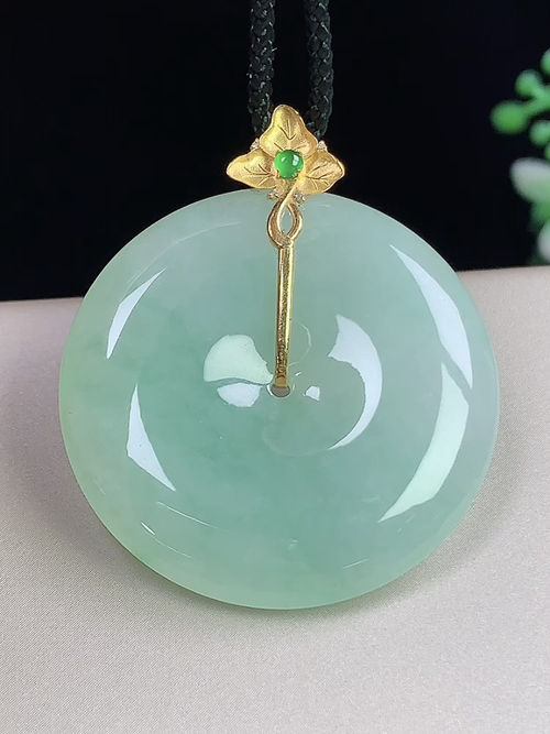 18k金镶平安扣，无裂，尺寸32.3-6.1mm，J02yja