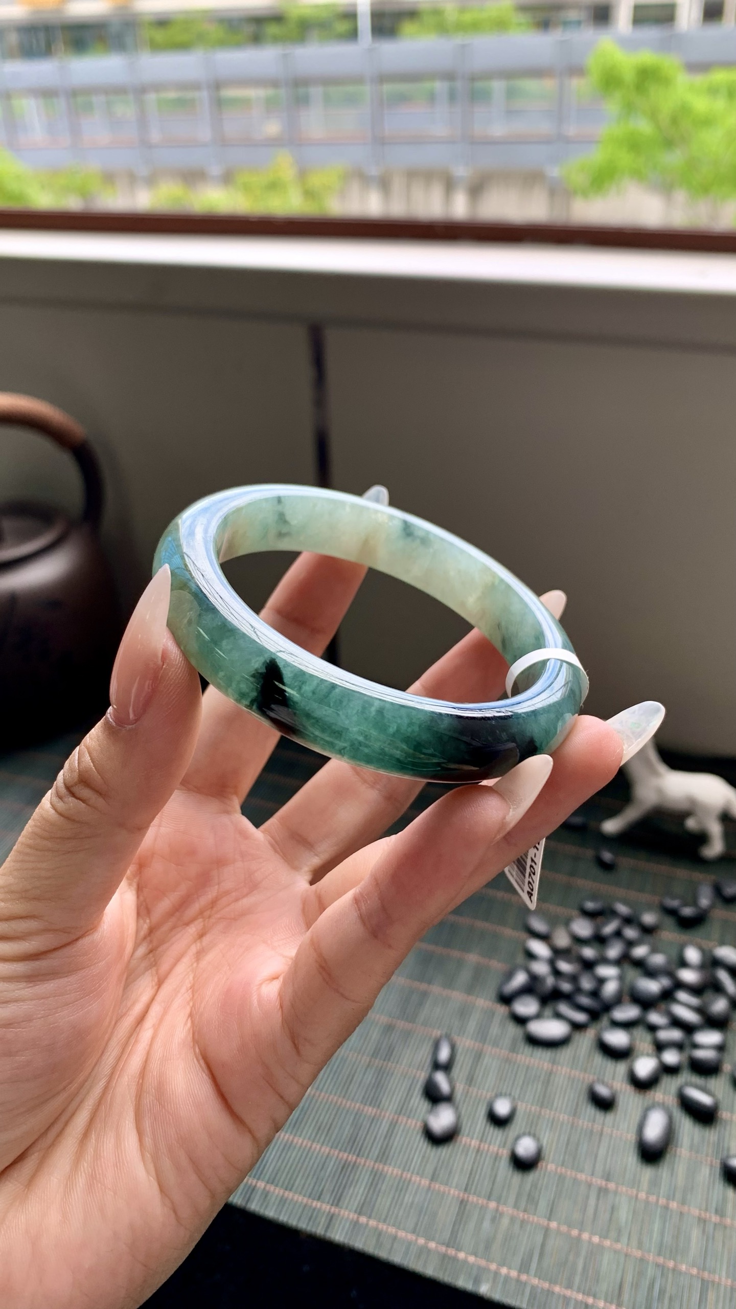 飘蓝花正圈成品，尺寸：57-12-9