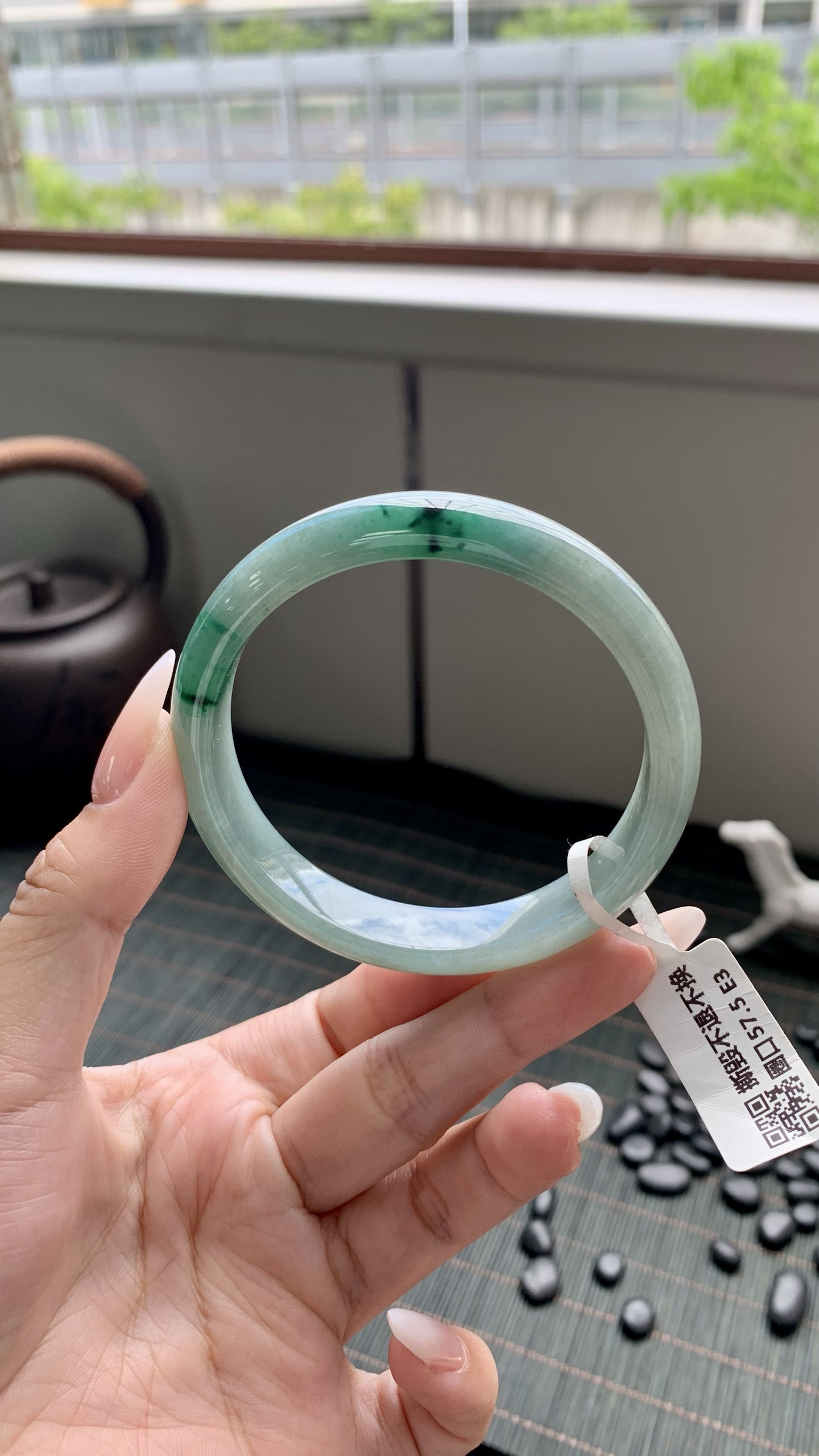 湖水绿飘花正圈成品,HYY-9701,尺寸：58-12-7
