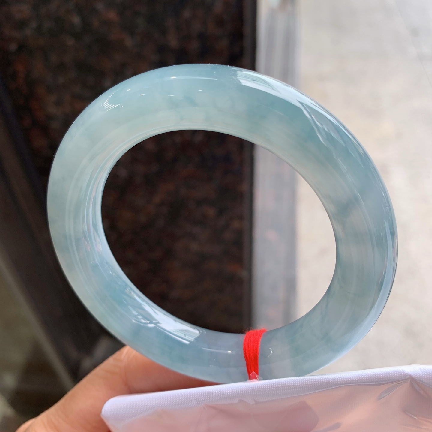 圆条蓝紫飘花，有纹，冰润