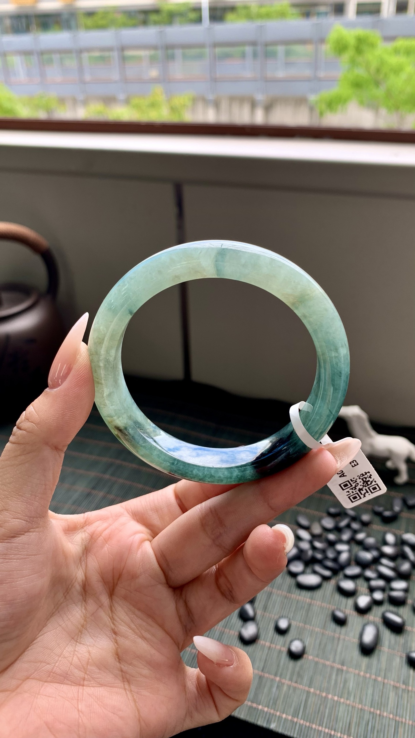 飘蓝花正圈成品，尺寸：57-12-9