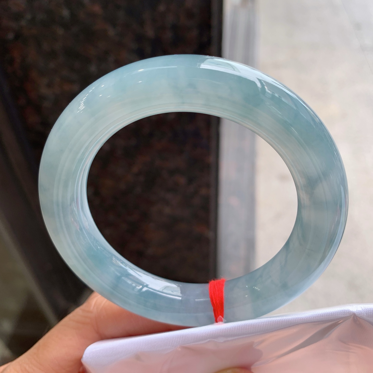 圆条蓝紫飘花，有纹，冰润