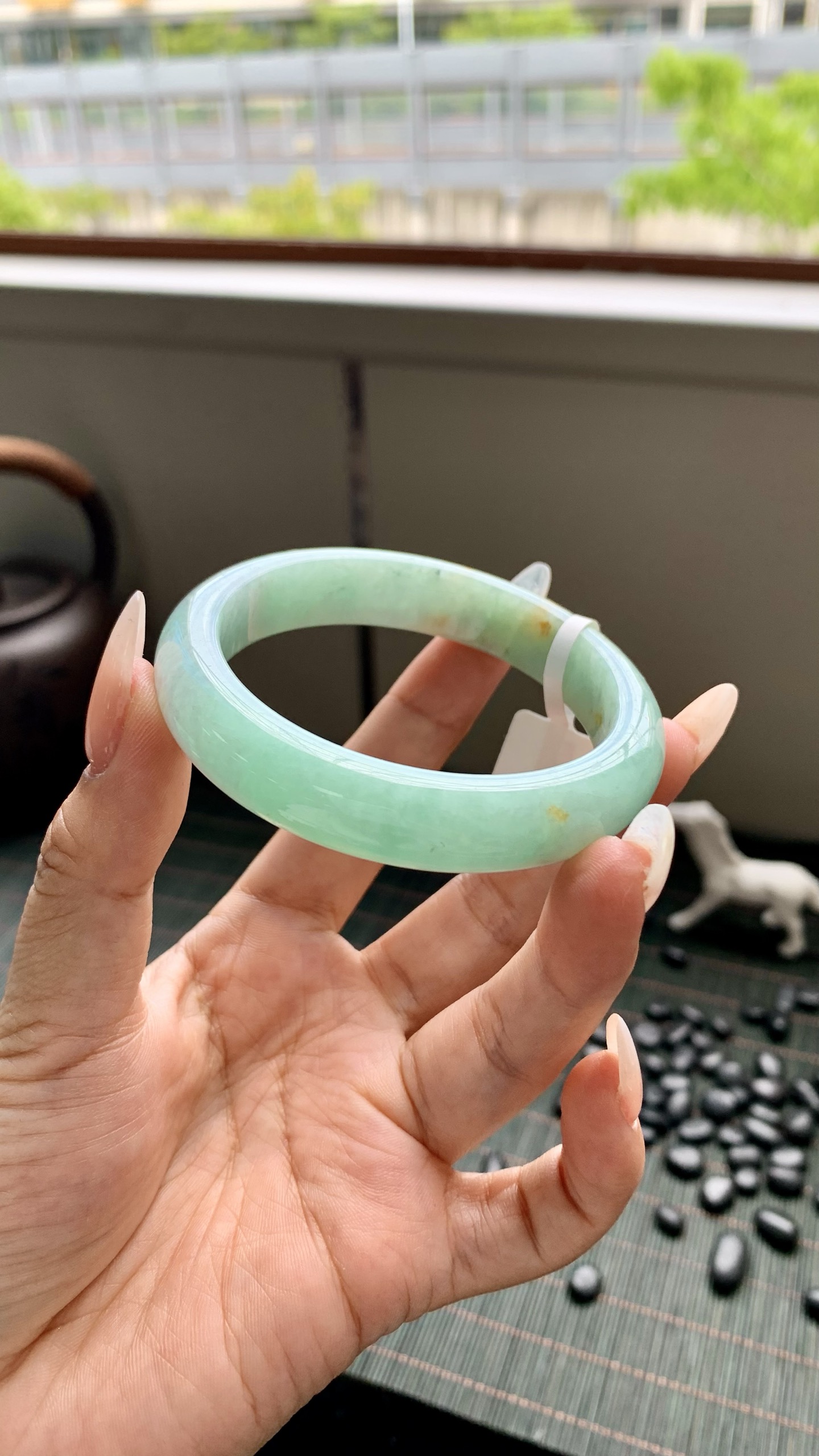淡果绿洒金正圈成品 HYY-8278 尺寸：54-12-8