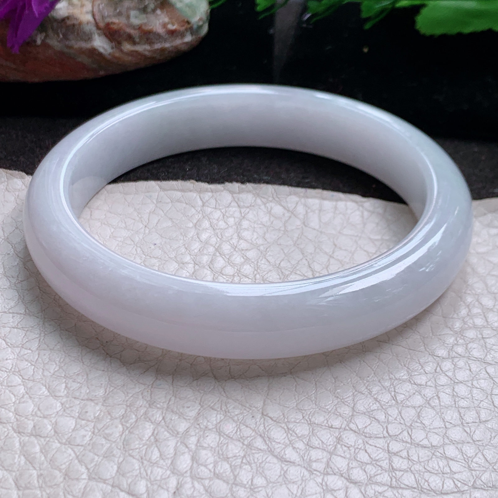z大圈口60*11.8*8平安镯 缅甸翡翠a货高品质紫罗兰纯美胶感宽边玉手镯
