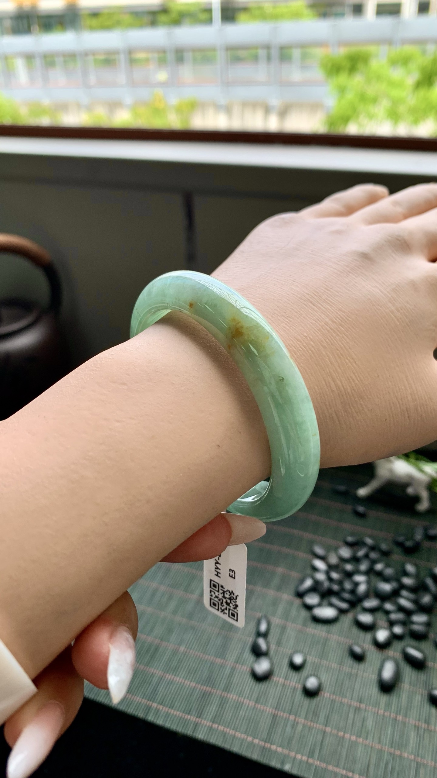 淡果绿洒金正圈成品 HYY-8278 尺寸：54-12-8