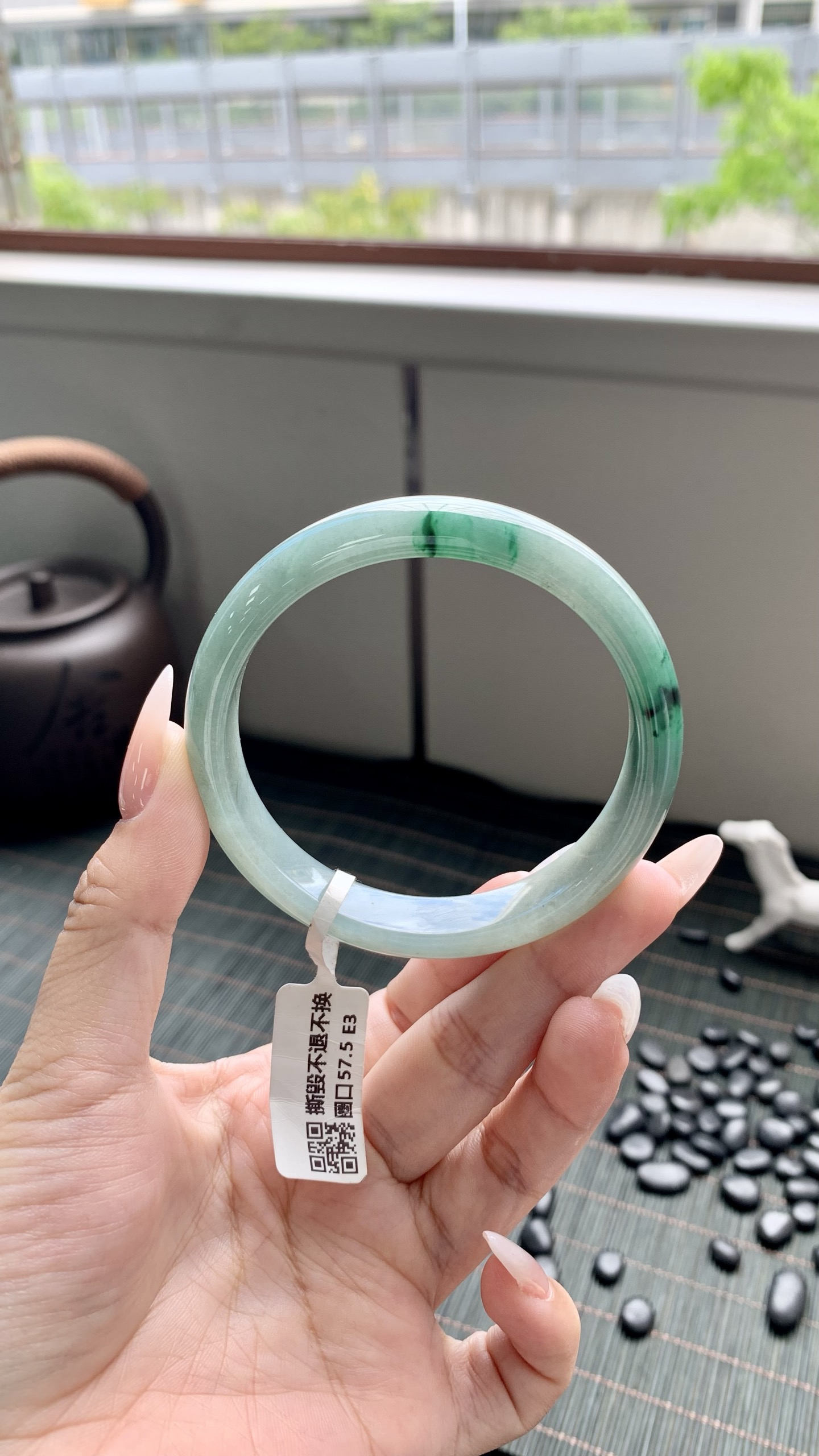 湖水绿飘花正圈成品,HYY-9701,尺寸：58-12-7