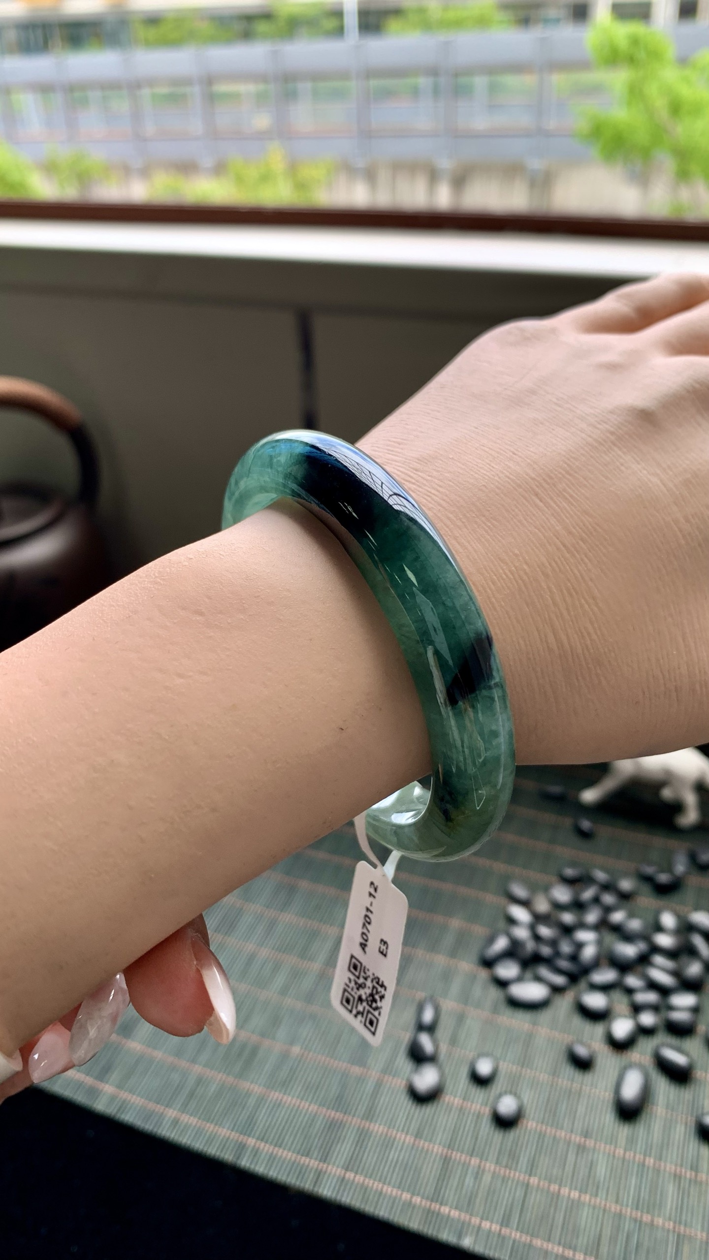 飘蓝花正圈成品，尺寸：57-12-9