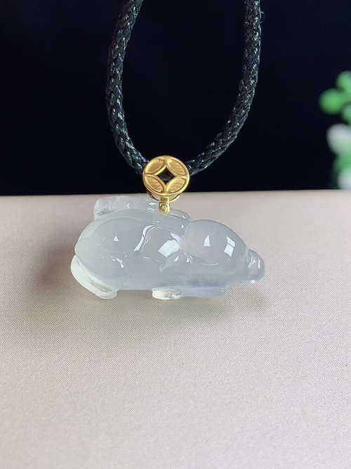 18k金镶冰种生肖马，无裂，尺寸18-18.7-8.3mm，J02lwh6