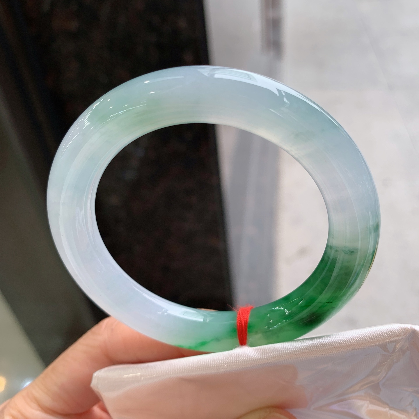 圆条冰飘绿 无裂 种色俱佳