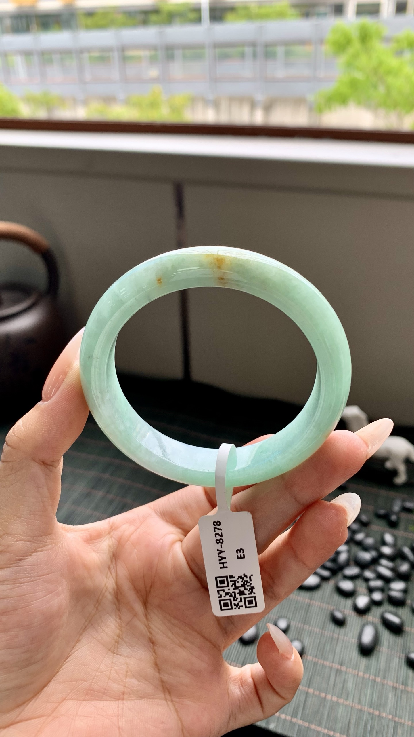 淡果绿洒金正圈成品 HYY-8278 尺寸：54-12-8
