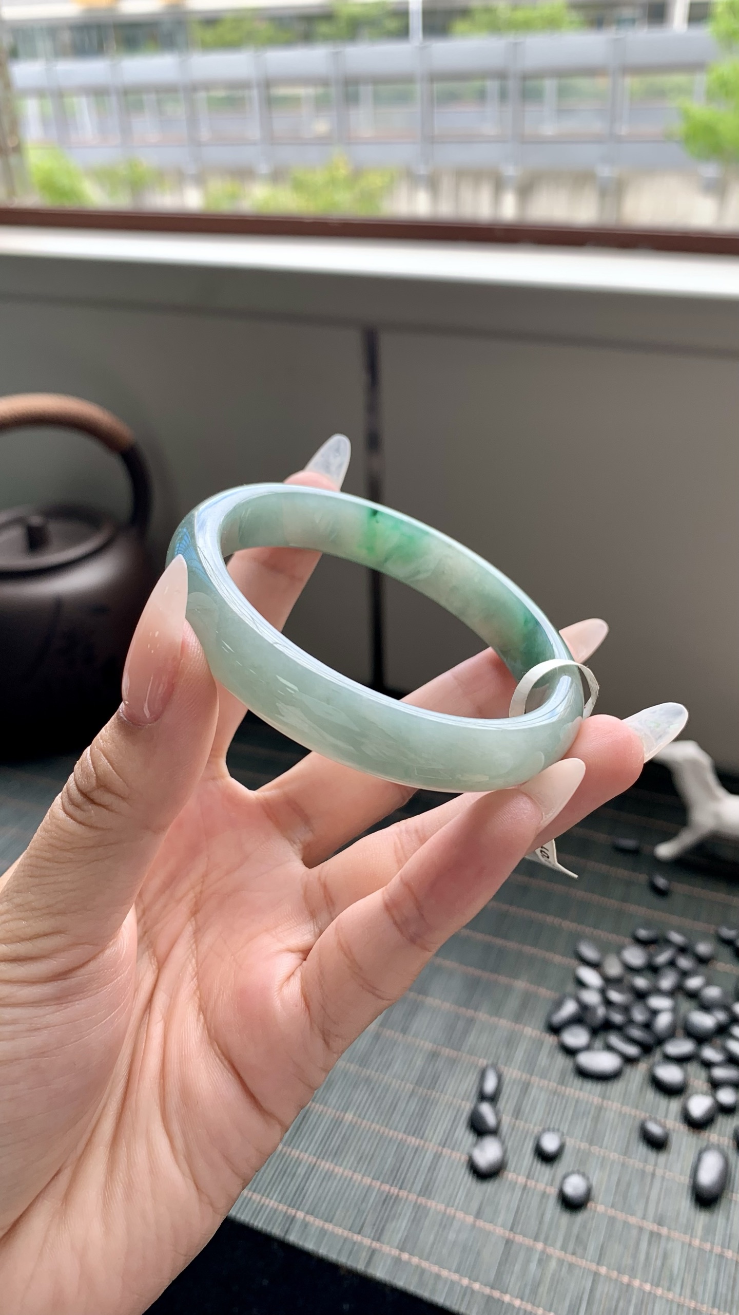 湖水绿飘花正圈成品,HYY-9701,尺寸：58-12-7
