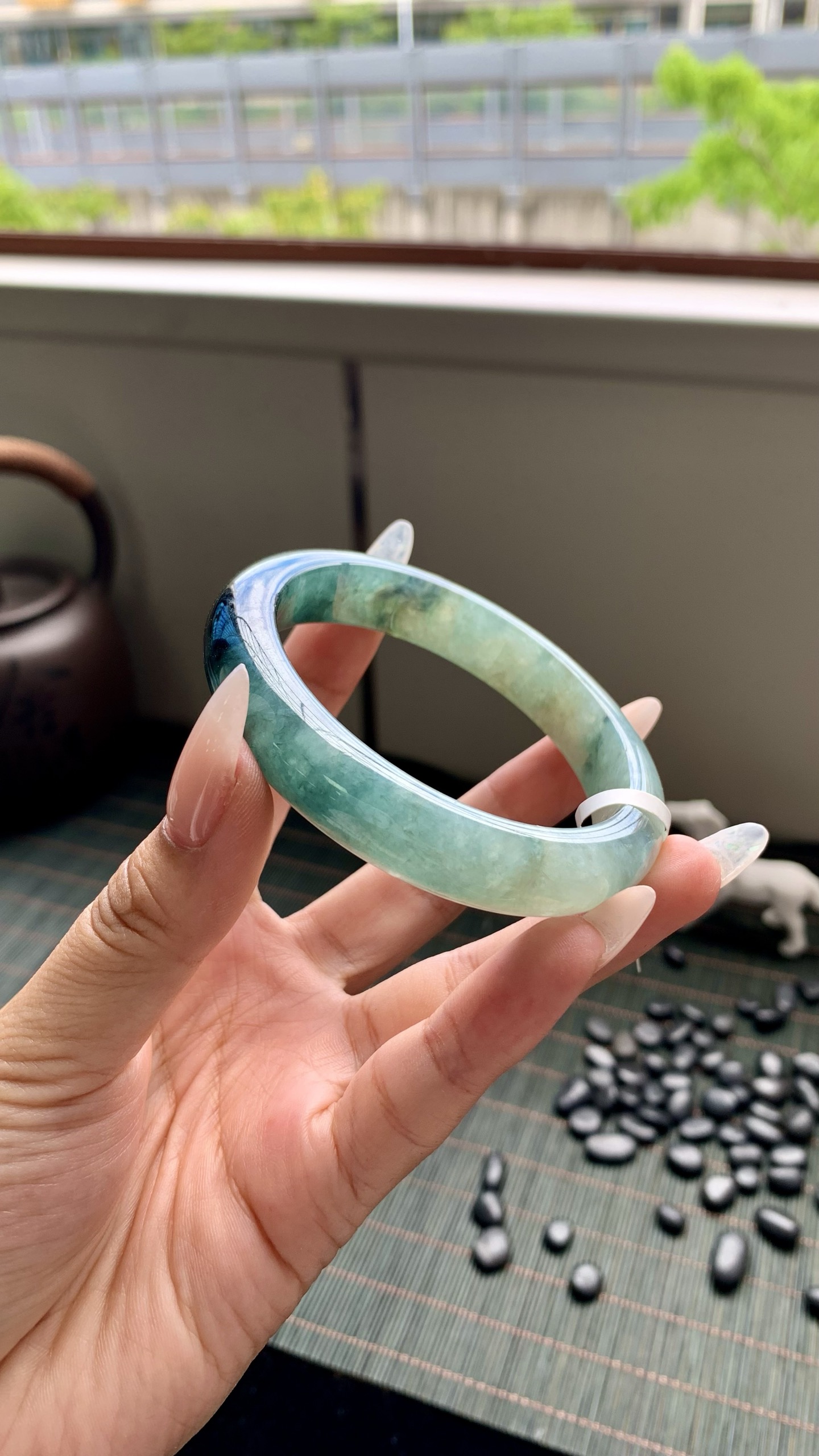 飘蓝花正圈成品，尺寸：57-12-9