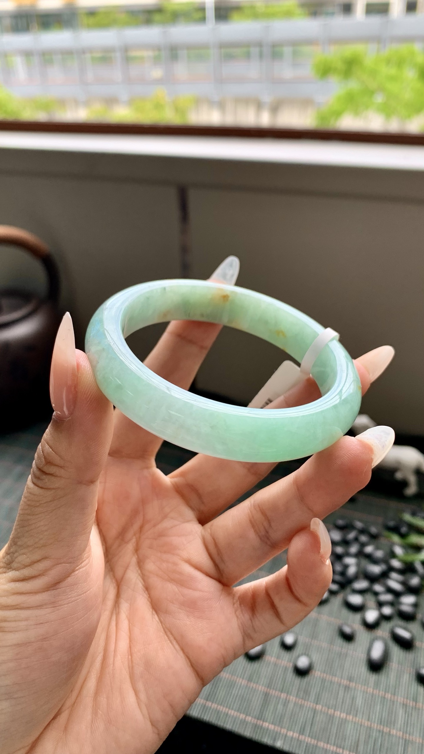 淡果绿洒金正圈成品 HYY-8278 尺寸：54-12-8