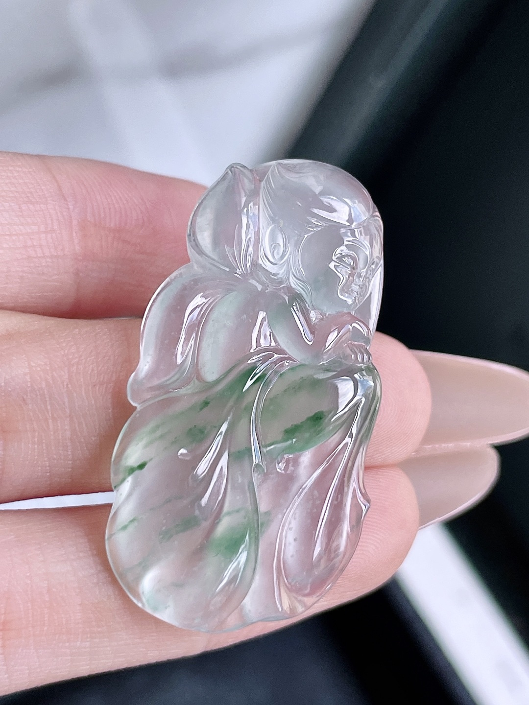 冰种飘花花仙子，无裂，裸石40.7/22.2/5.1
