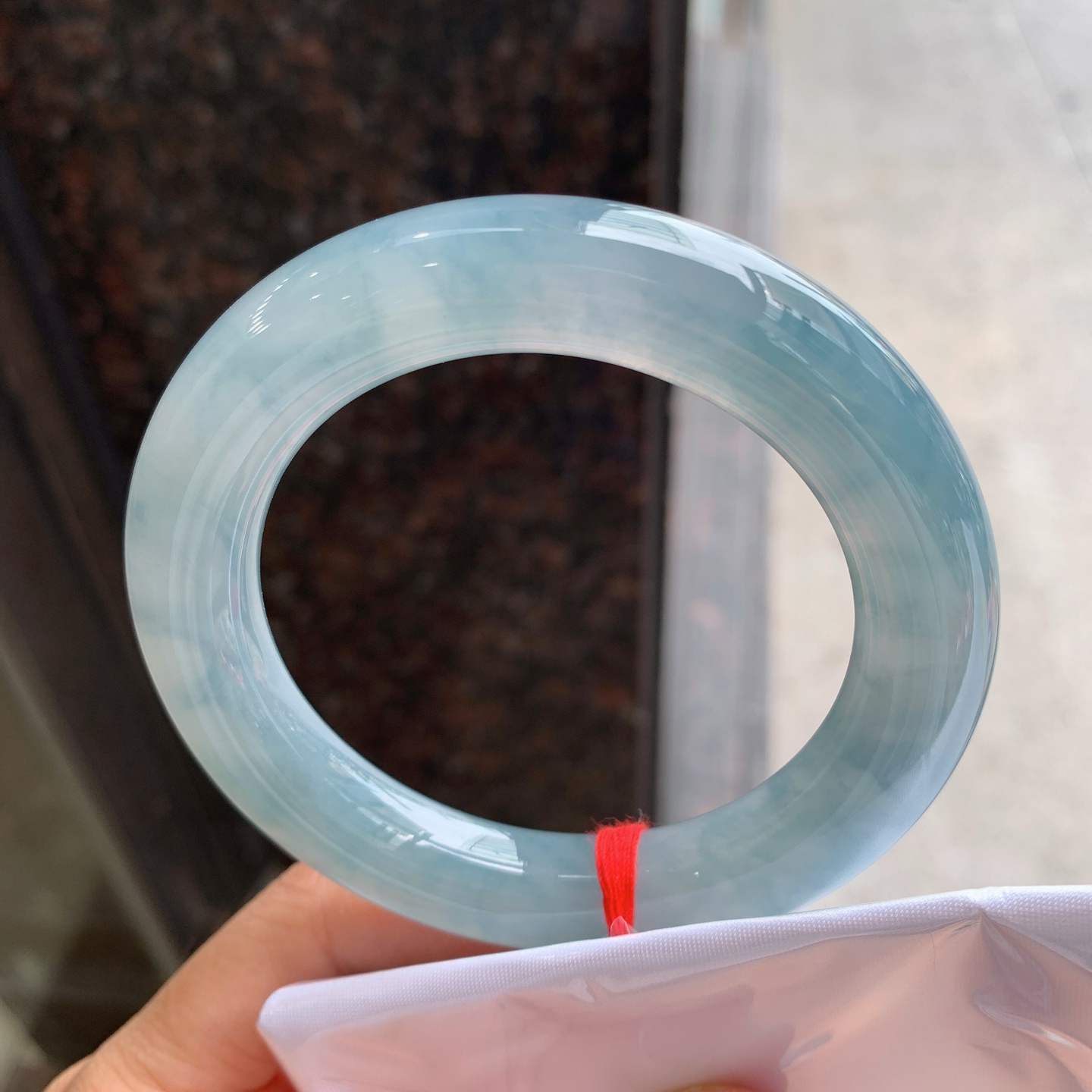 圆条蓝紫飘花，有纹，冰润