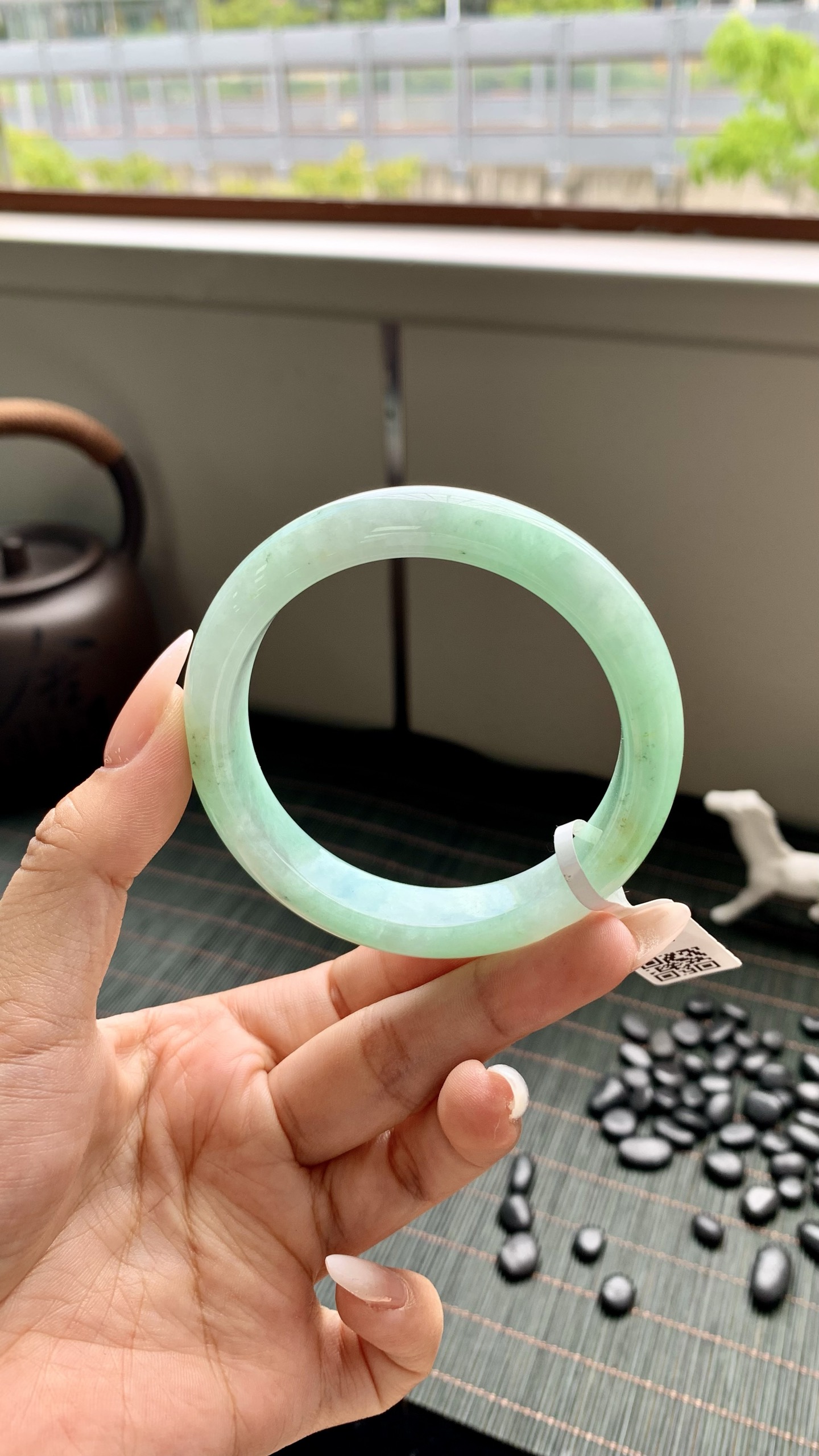 淡果绿洒金正圈成品,HYC-940,尺寸：55-12-8