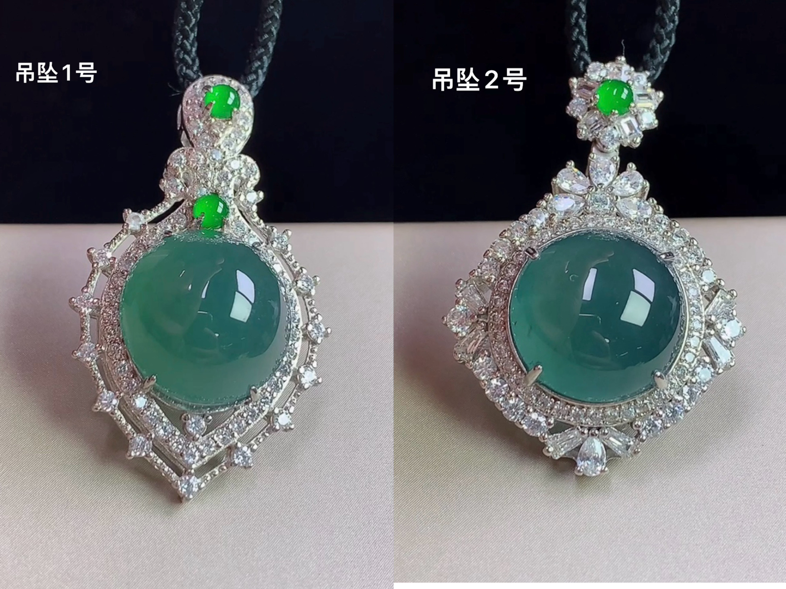 秒杀一对价格，吊坠1号，银镶冰蓝水大蛋面吊坠，整体尺寸36.7-21.5-9.6，裸石14.2-14