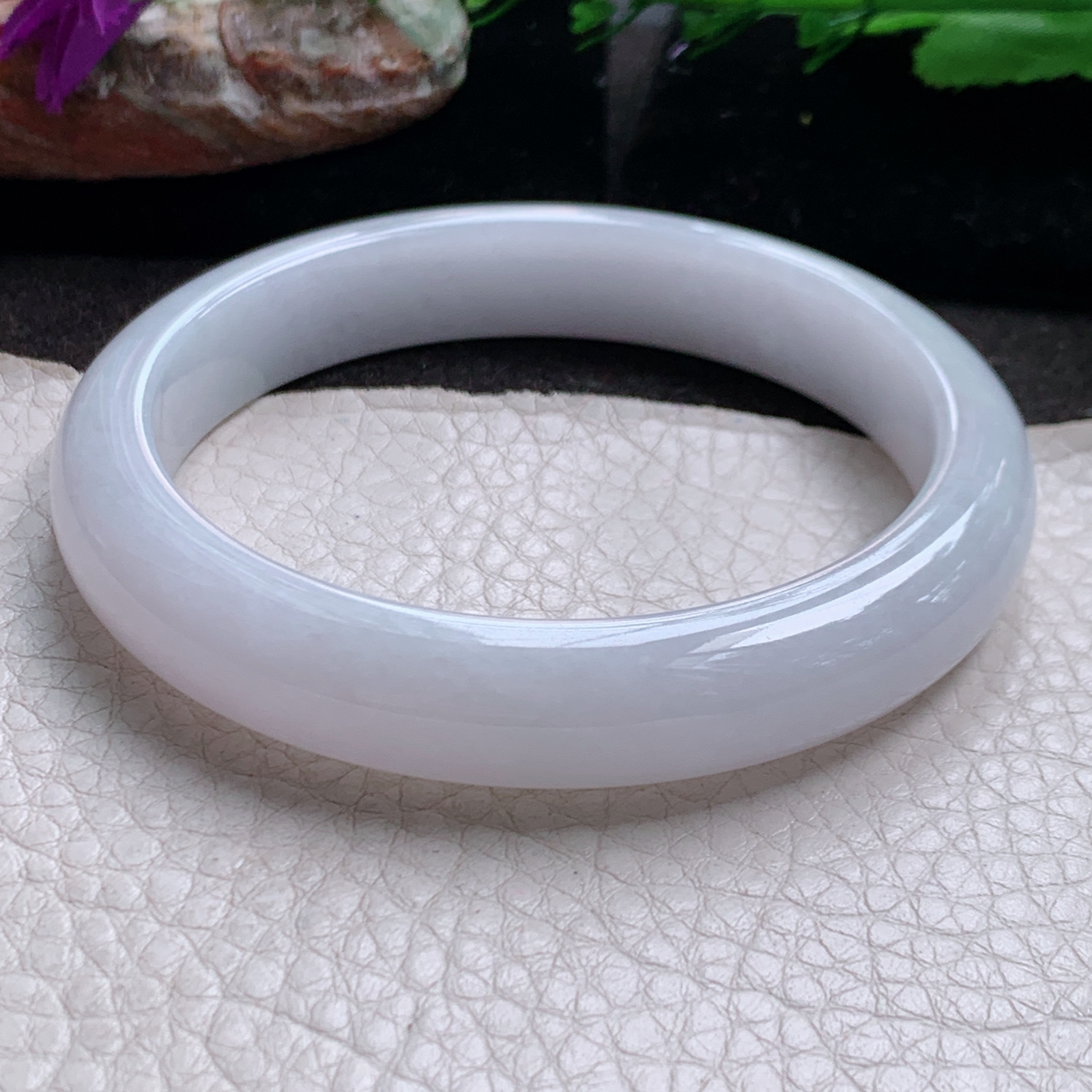 z大圈口60*11.8*8平安镯 缅甸翡翠a货高品质紫罗兰纯美胶感宽边玉手镯