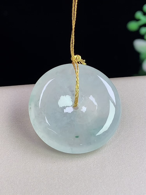 冰飘花平安扣，无裂，尺寸21.5-4.5mm，J02lyg