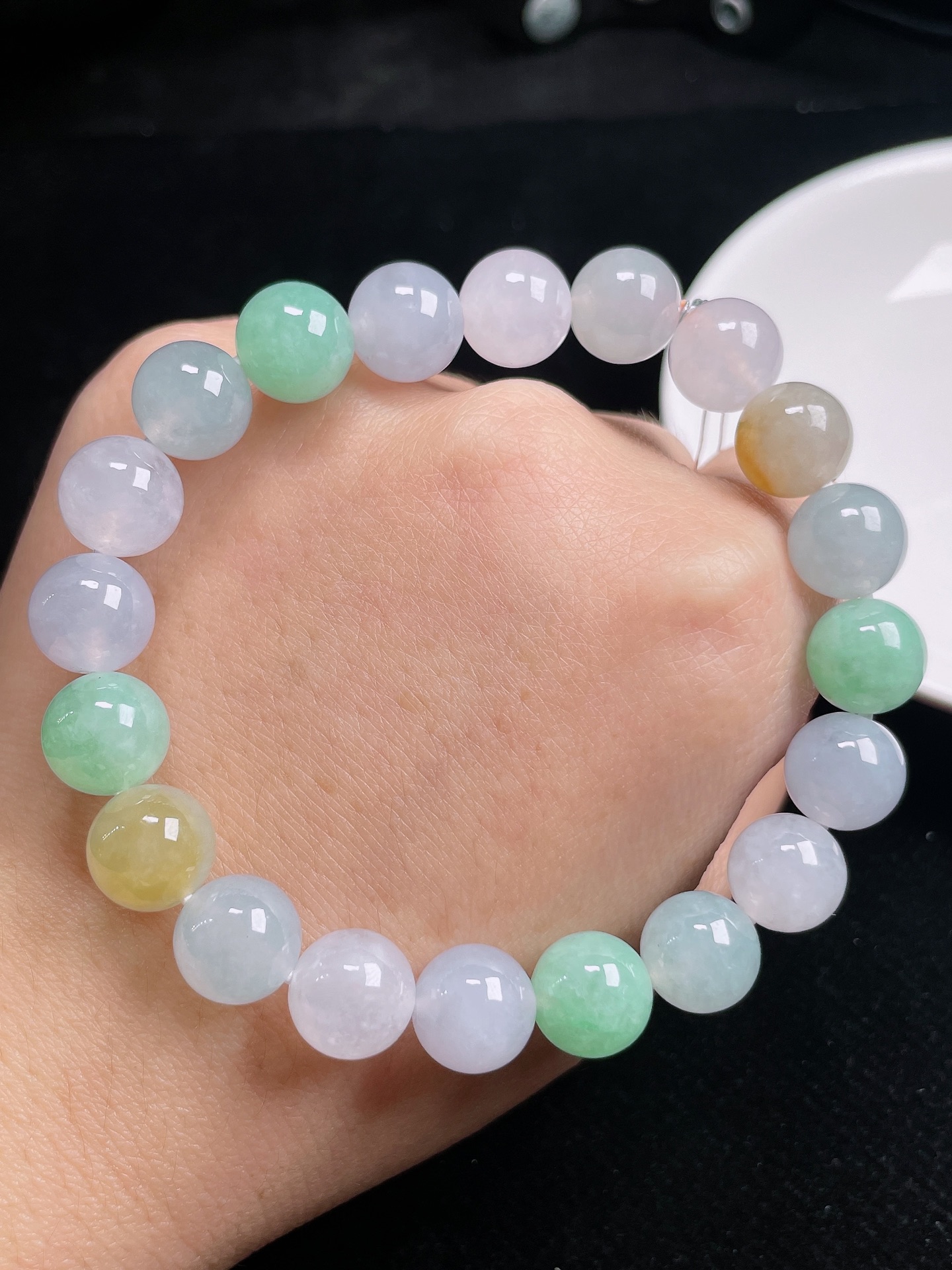 多彩圆珠手串，颗颗精选，尺寸：10.1