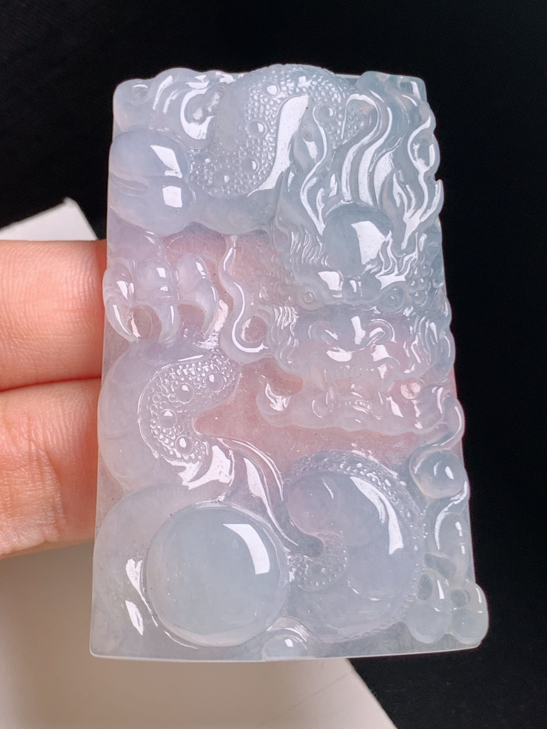 ️ 冰种龙牌，雕工精细，冰润起光，龙腾祥瑞，裸石62.3-37.3-6.1